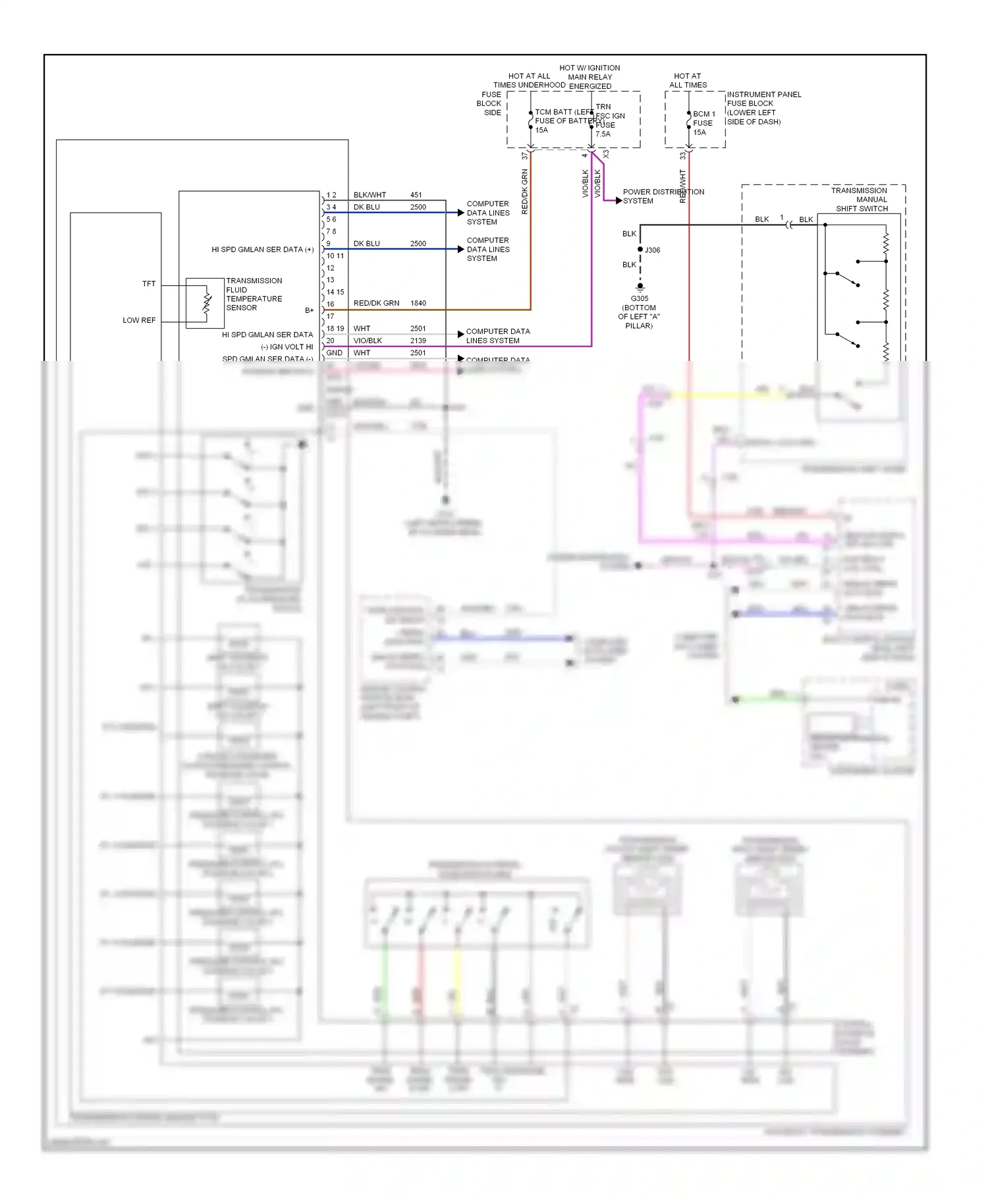 Buick LaCrosse II facelift (2013-2016) transmission manual shift switch wiring diagram  (2 of 3)