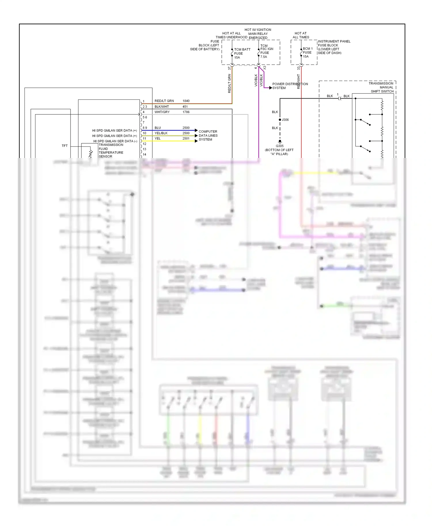 Buick LaCrosse II facelift (2013-2016) transmission manual shift switch wiring diagram  (1 of 3)