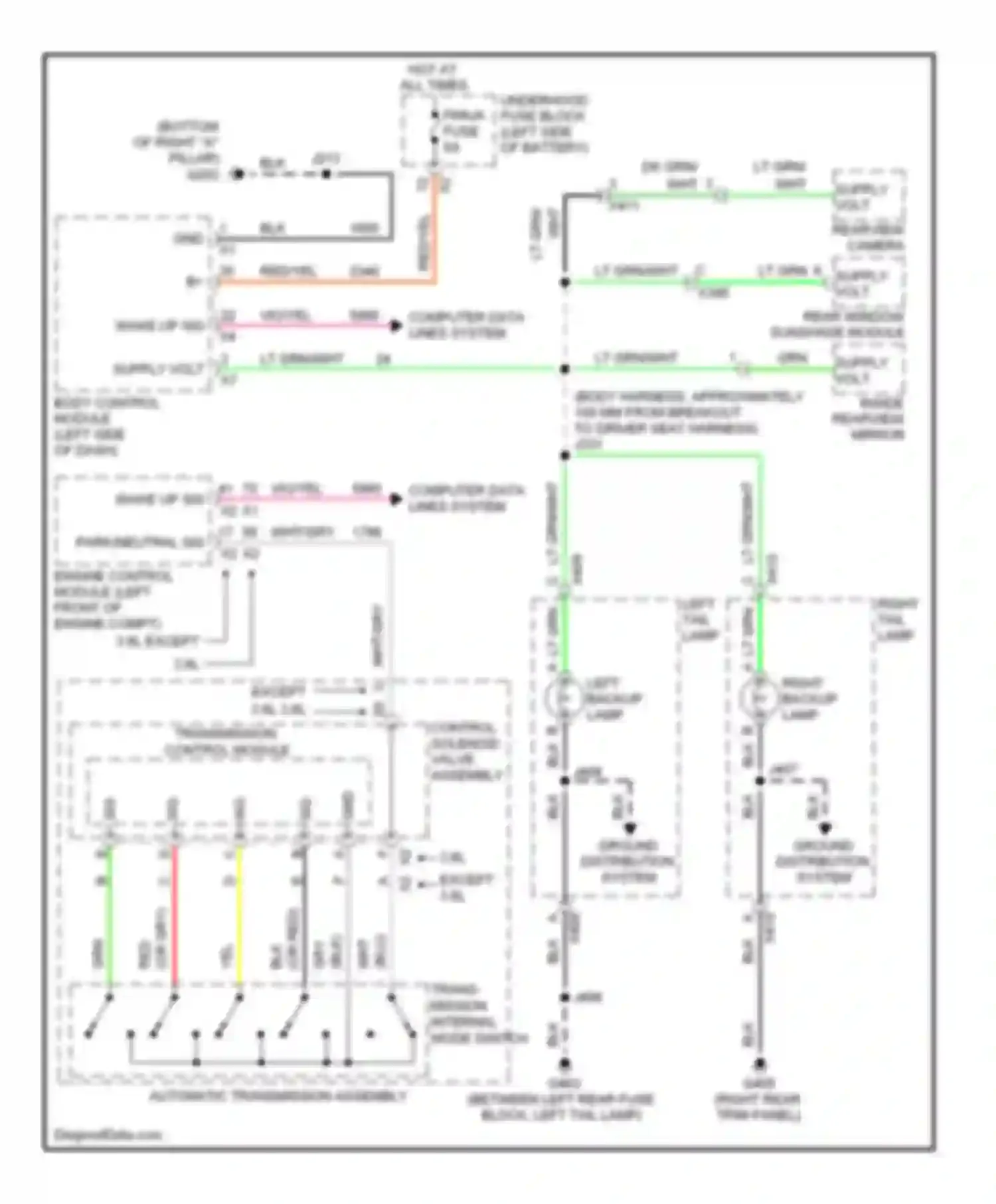 LaCrosse Buick II (2009-2013): Backup lamps circuit