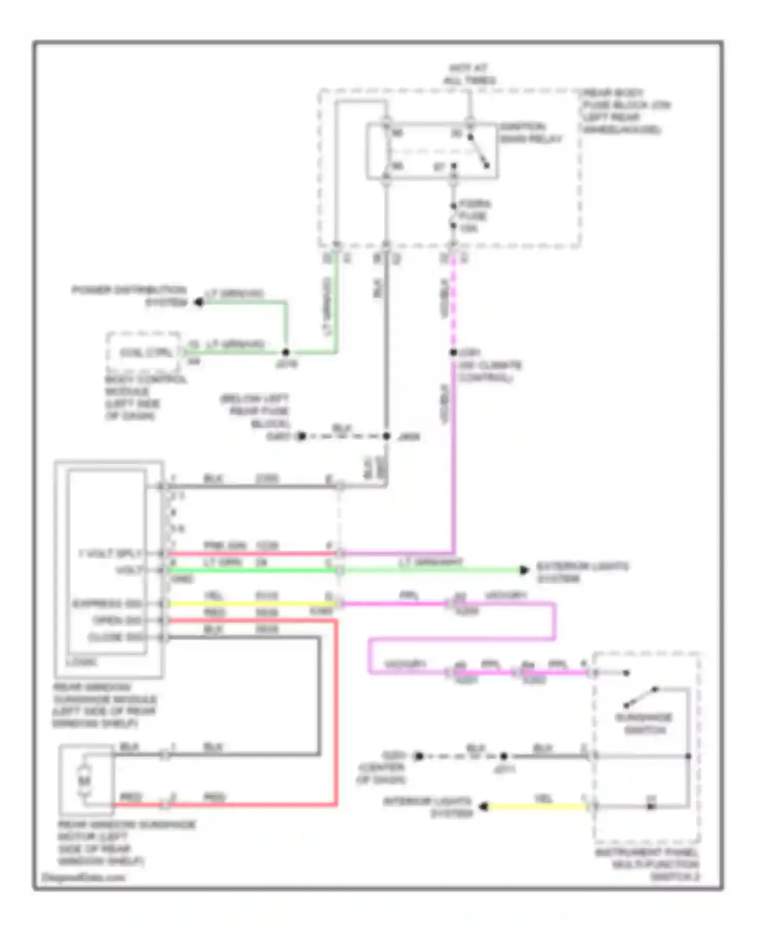 LaCrosse Buick II (2009-2013): Rear window sun shade circuit