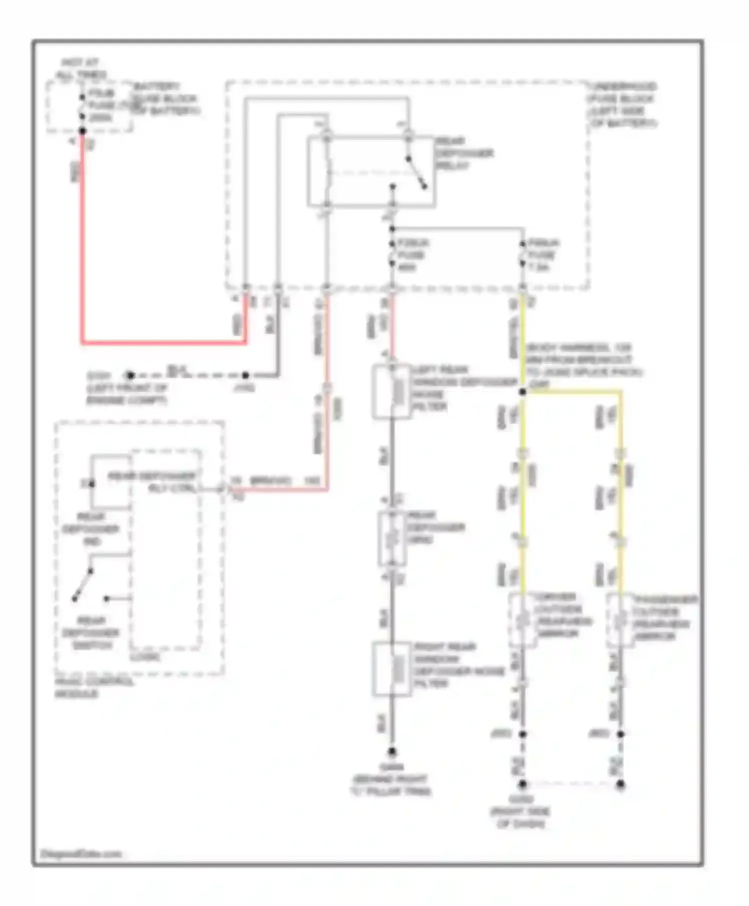 Wiring diagram rear defogger switch logic for Buick LaCrosse II (2009-2013) (1 of 1)