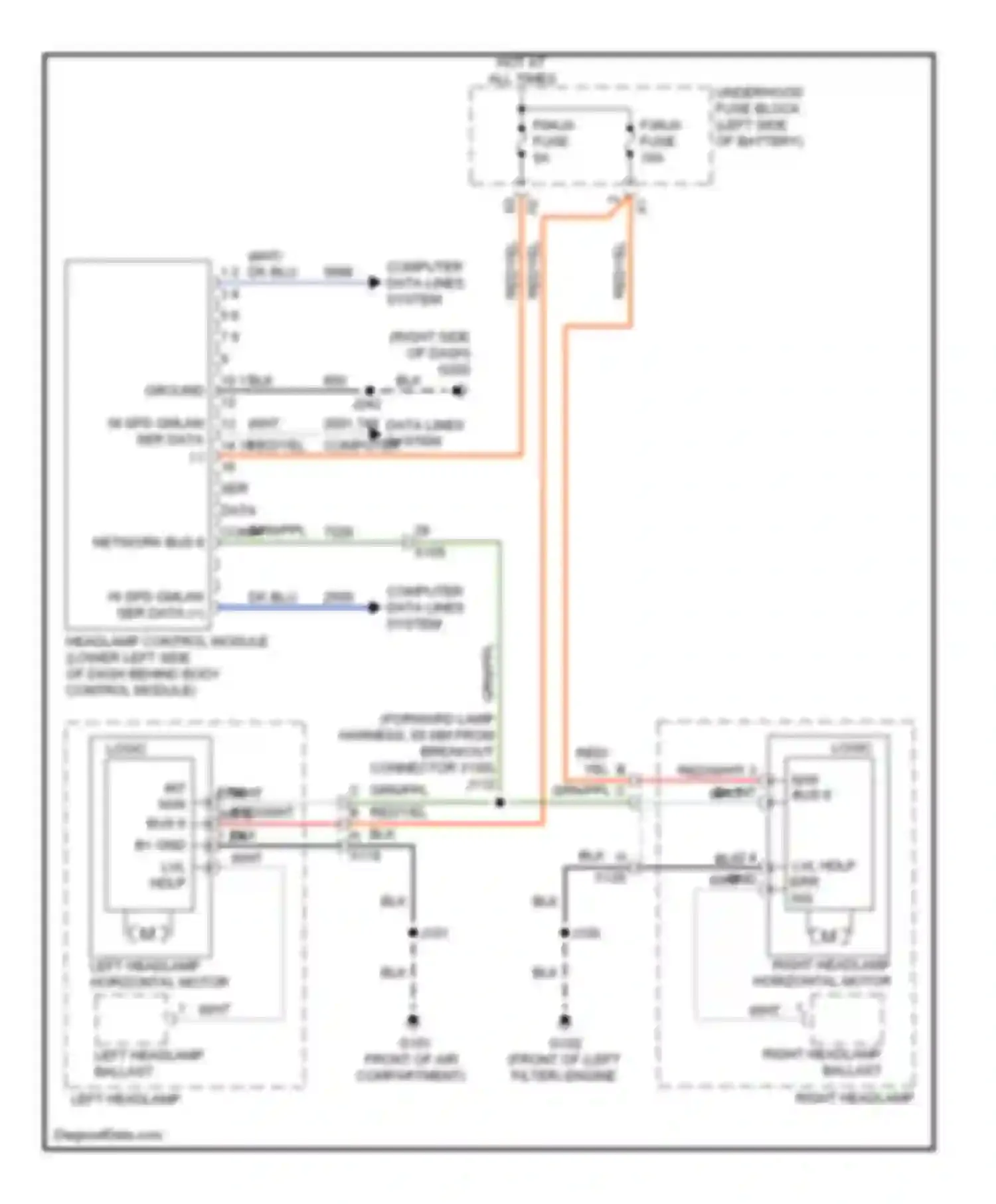 Wiring diagram right headlamp horizontal motor for Buick LaCrosse II (2009-2013) (1 of 2)