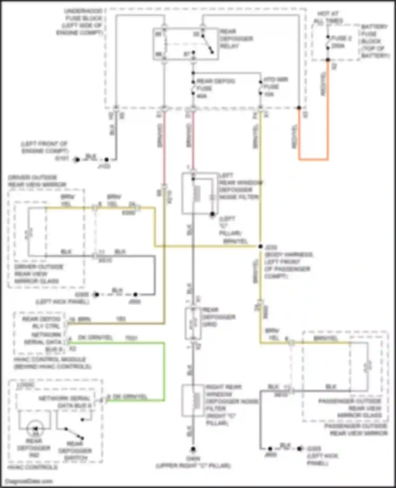 Wiring diagram rear defogger switch for Buick LaCrosse III (2016-2019) (2 of 2)