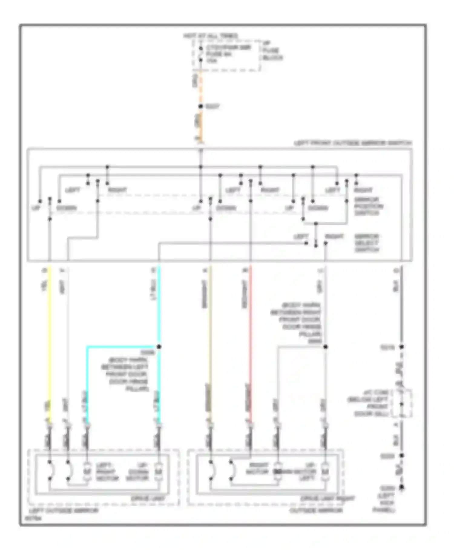 LeSabre Buick VII (1992-1999): Power mirrors circuit