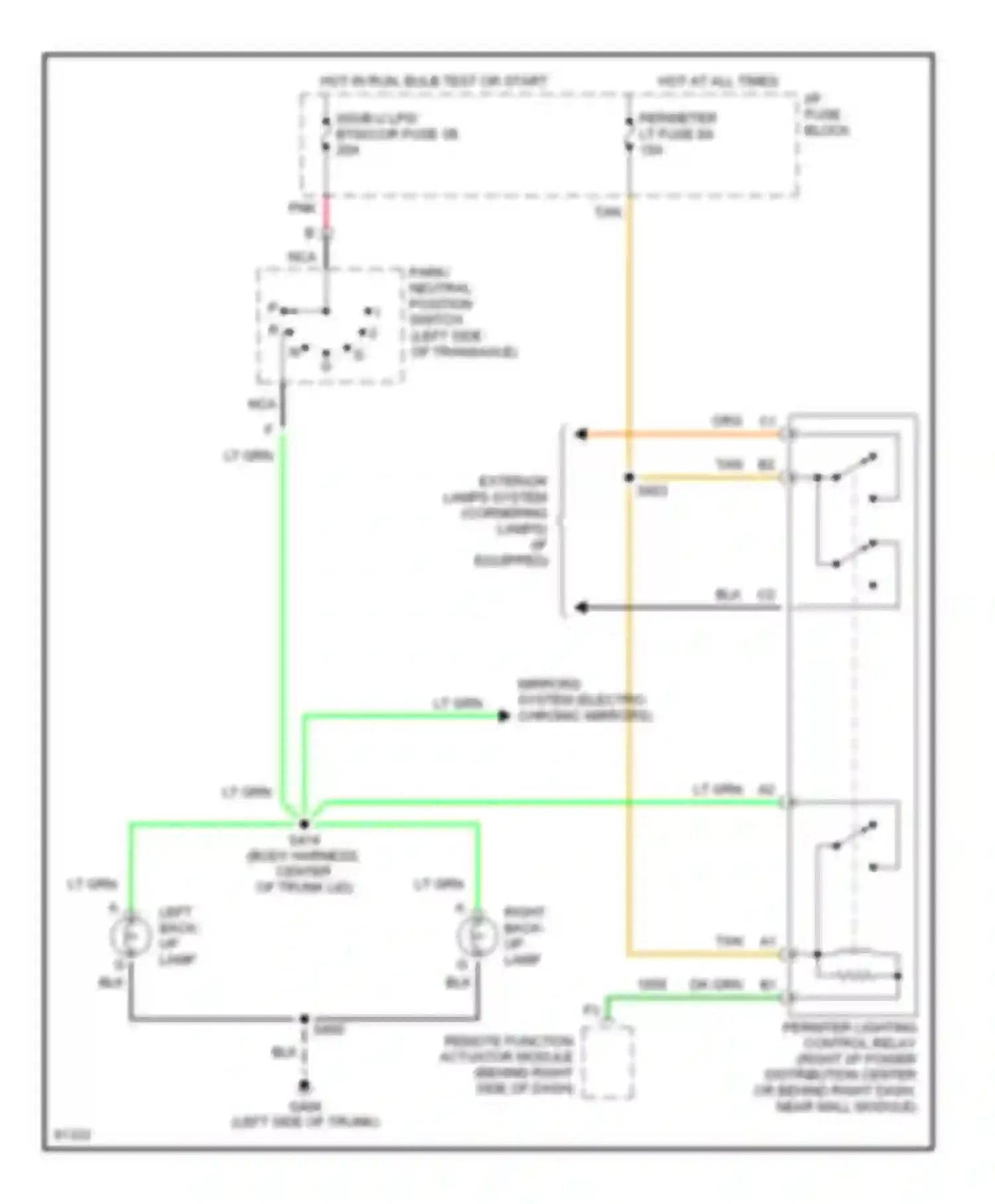 Wiring diagram left back-up lamp for Buick LeSabre VII (1992-1999) (1 of 1)
