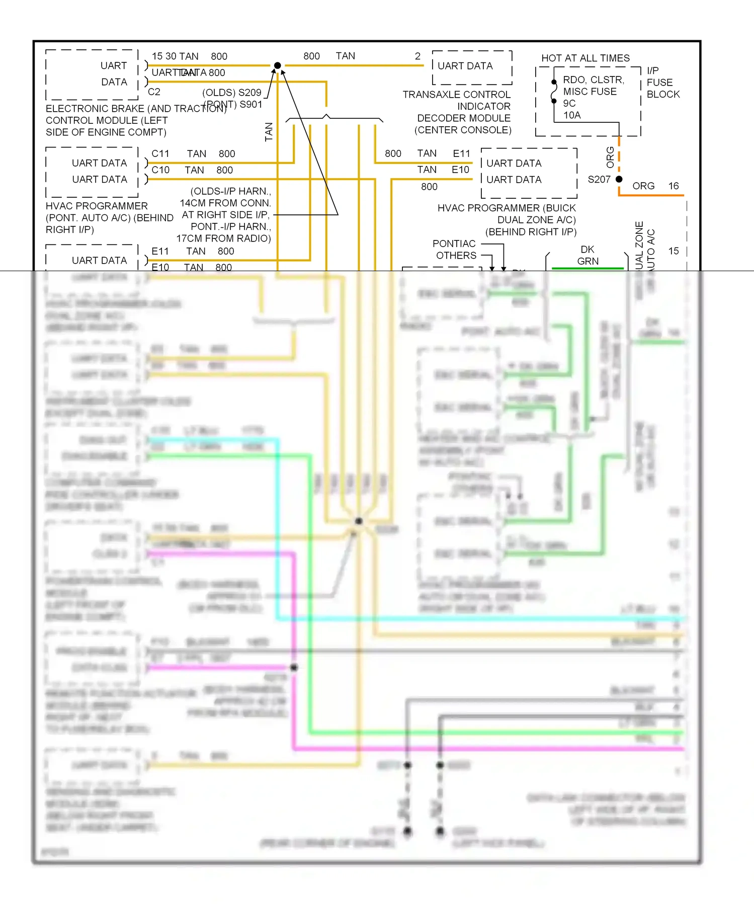 Buick LeSabre VII (1992-1999) remote function actuator module (behind right i/p, next to fuse/relay box) wiring diagram  (1 of 1)