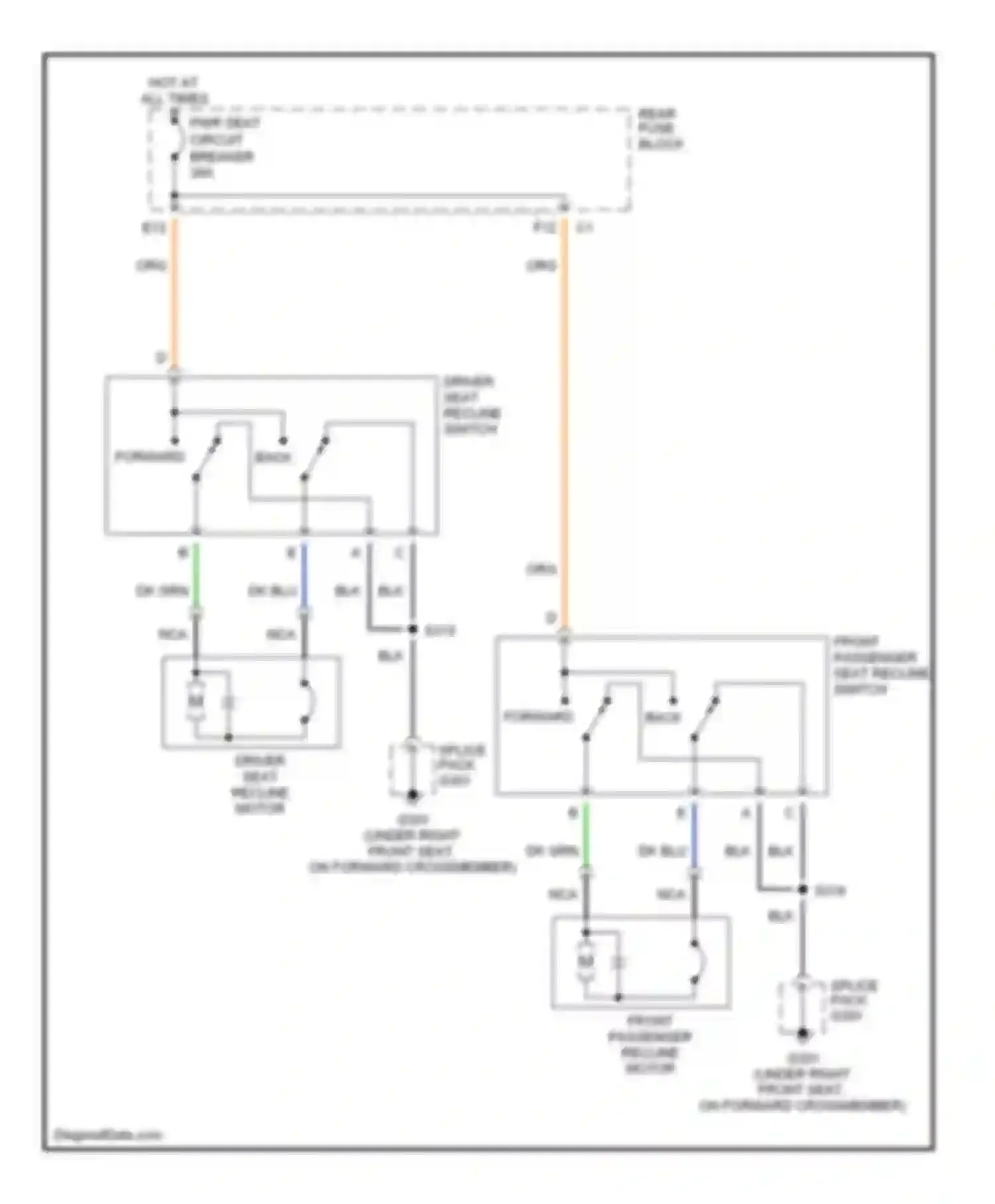 LeSabre Buick VIII (2000-2005): Recliner circuit