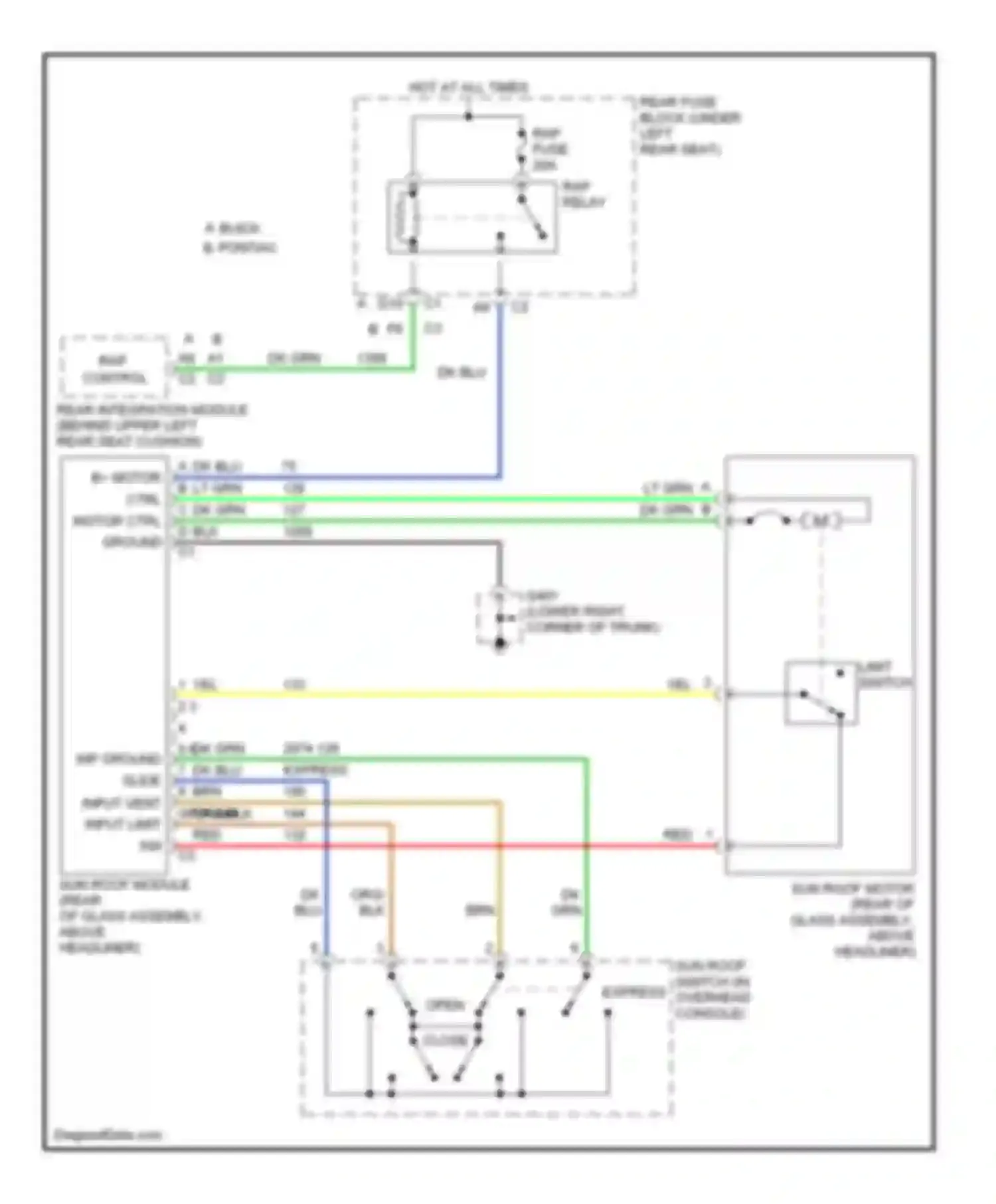 LeSabre Buick VIII (2000-2005): Power top/sunroof circuit