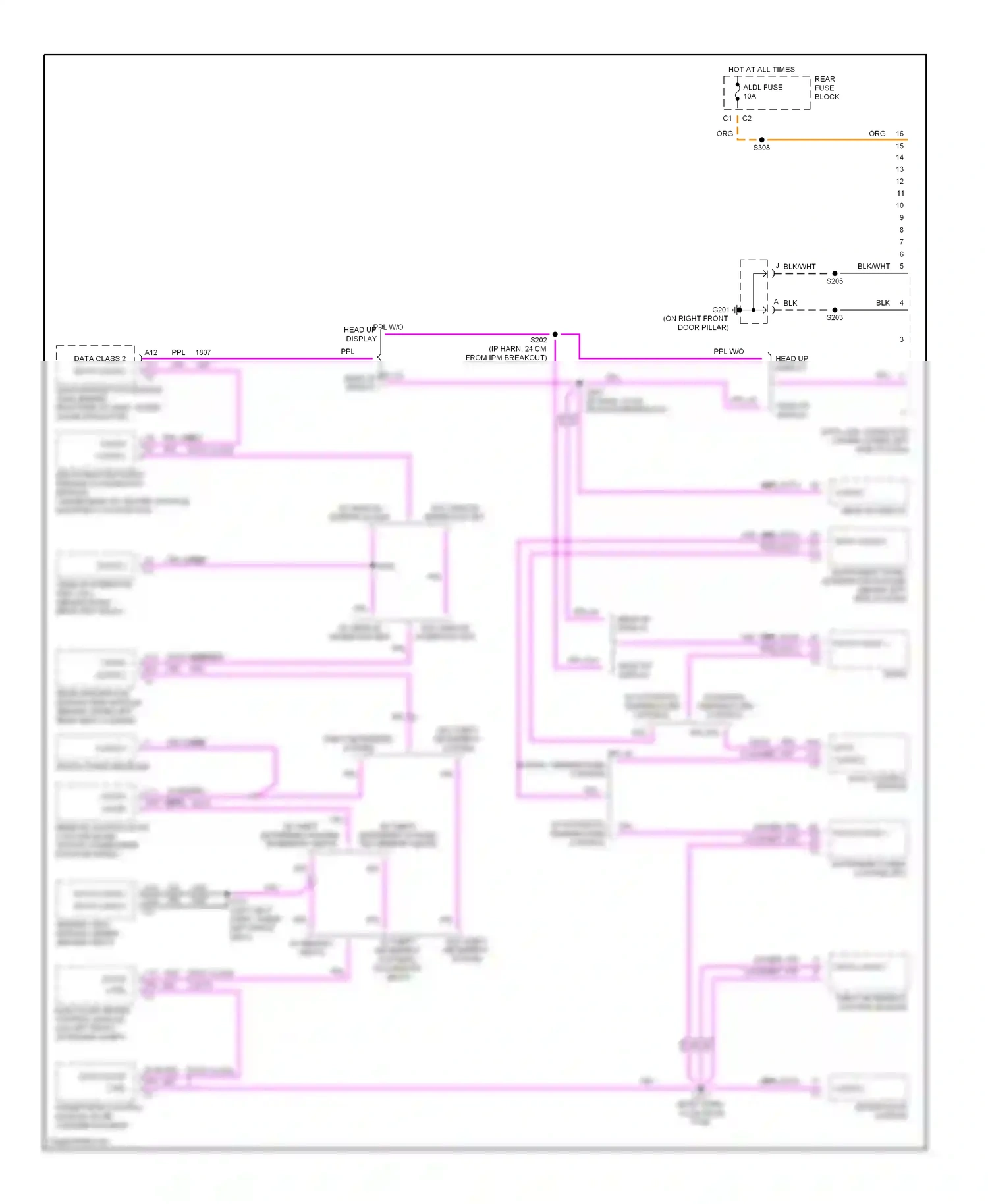 Buick LeSabre VIII (2000-2005) instrument panel integration module (behind left side of dash) wiring diagram  (1 of 2)