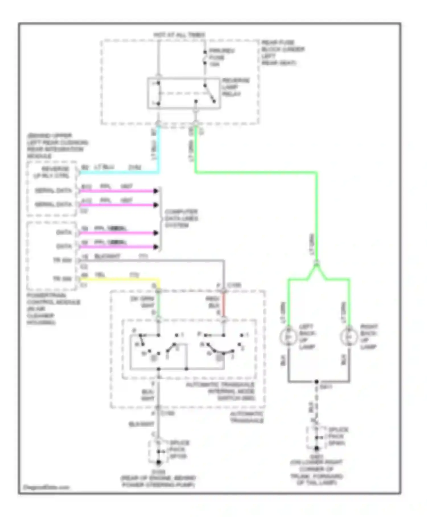Wiring diagram reverse lamp relay for Buick LeSabre VIII (2000-2005) (1 of 2)