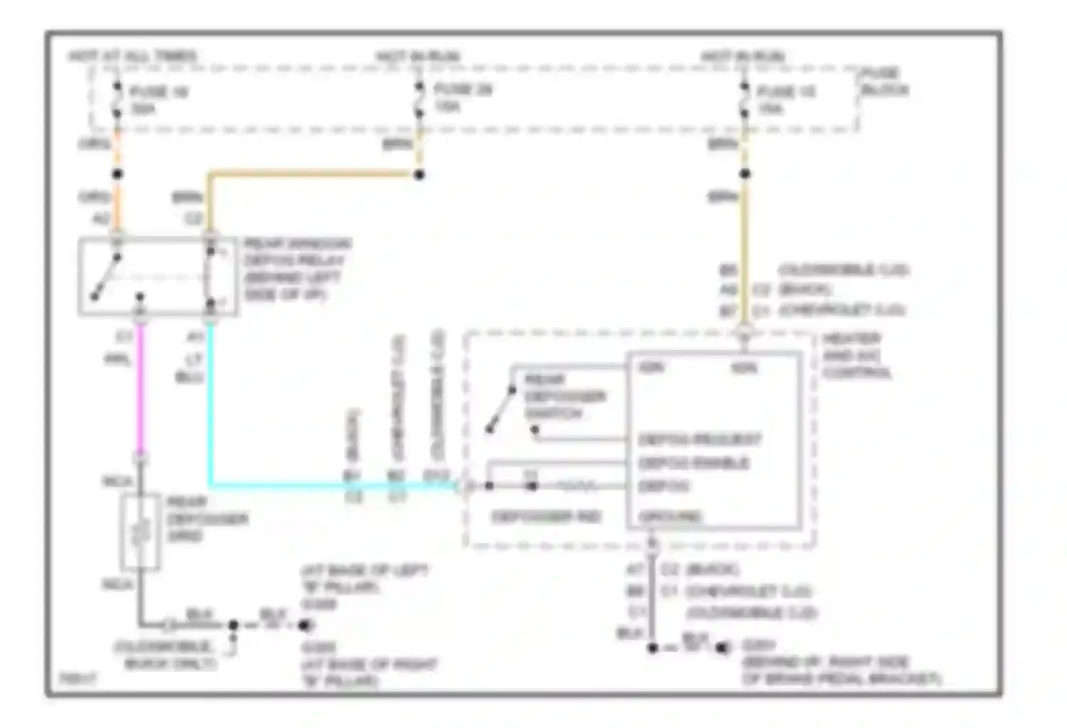 Regal Buick III (1988-1997): Defogger circuit, with cj2/cj3 a/c