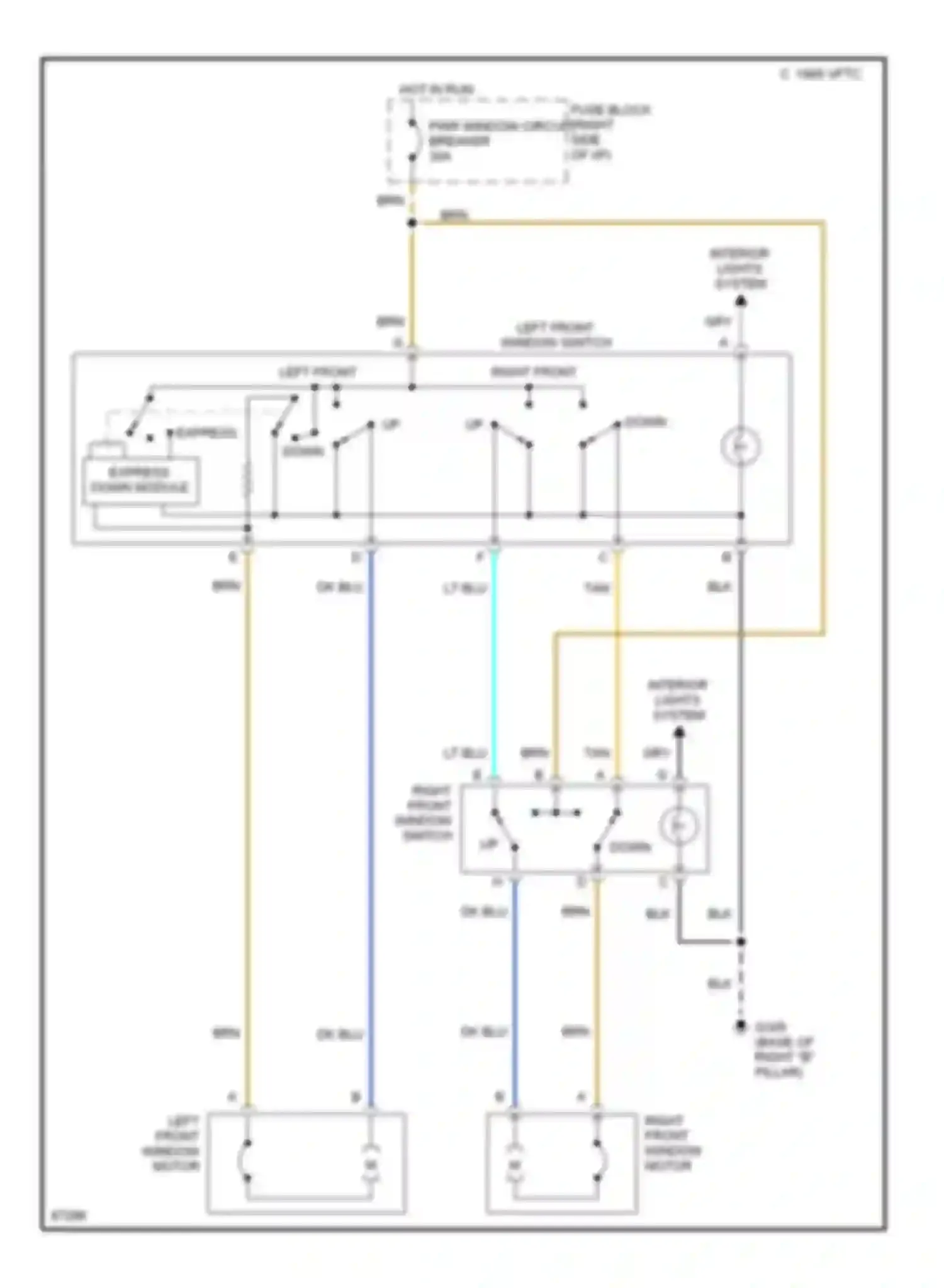 Wiring diagram left front window motor for Buick Regal III (1988-1997) (1 of 2)