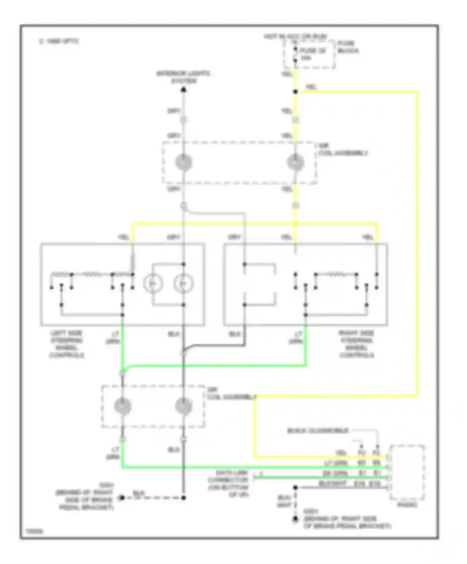 Wiring diagram left side steering wheel controls for Buick Regal III (1988-1997) (1 of 1)
