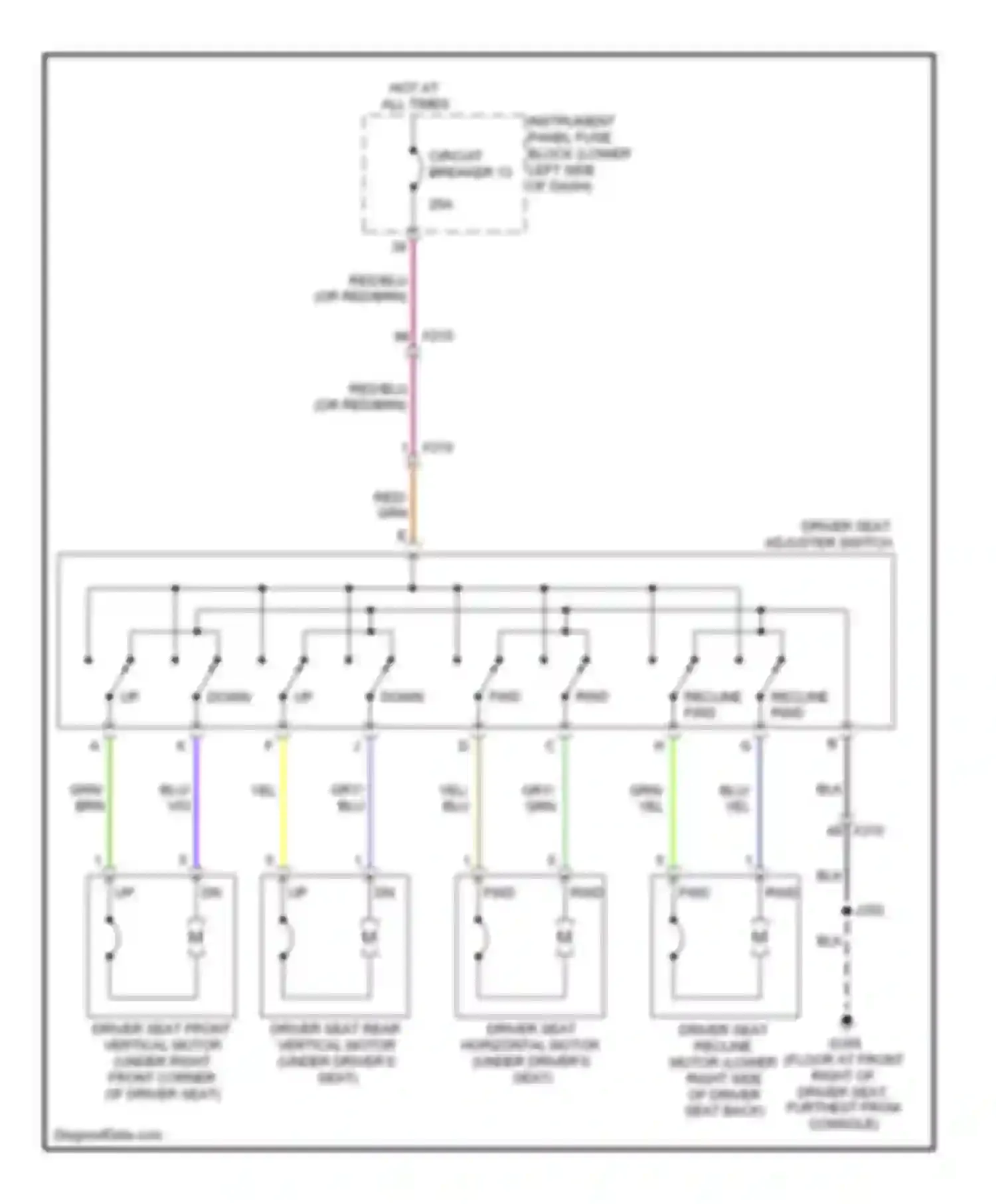 Regal Buick V (2009-2013): Driver power seat circuit