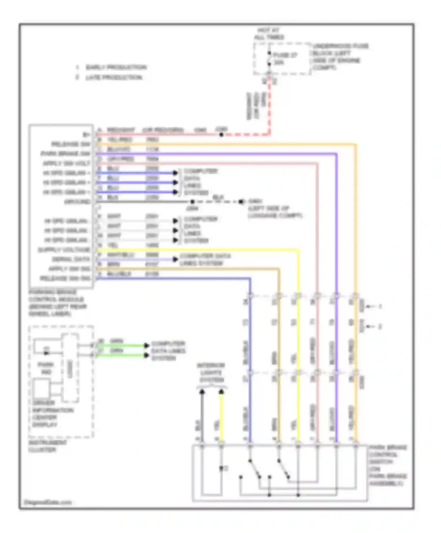 Regal Buick V (2009-2013): Park brake system circuit