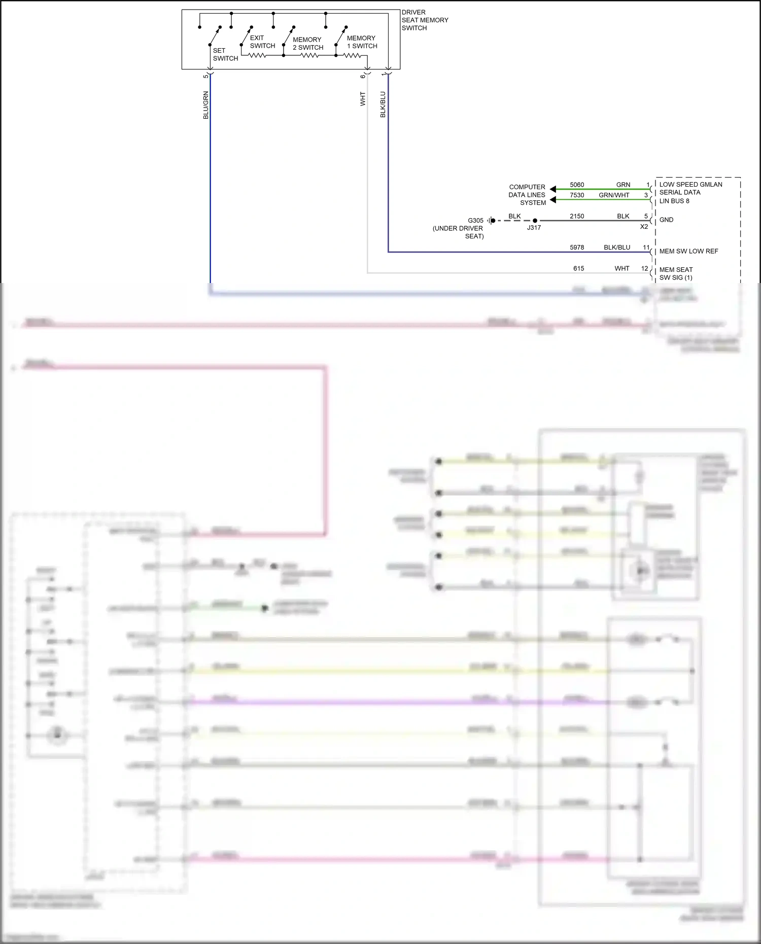 Buick Regal VI (2017-2020) memory 1 switch wiring diagram  (2 of 3)