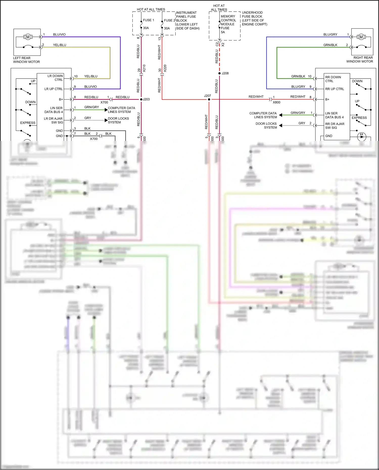 Buick Regal VI (2017-2020) right front window down switch wiring diagram  (1 of 1)