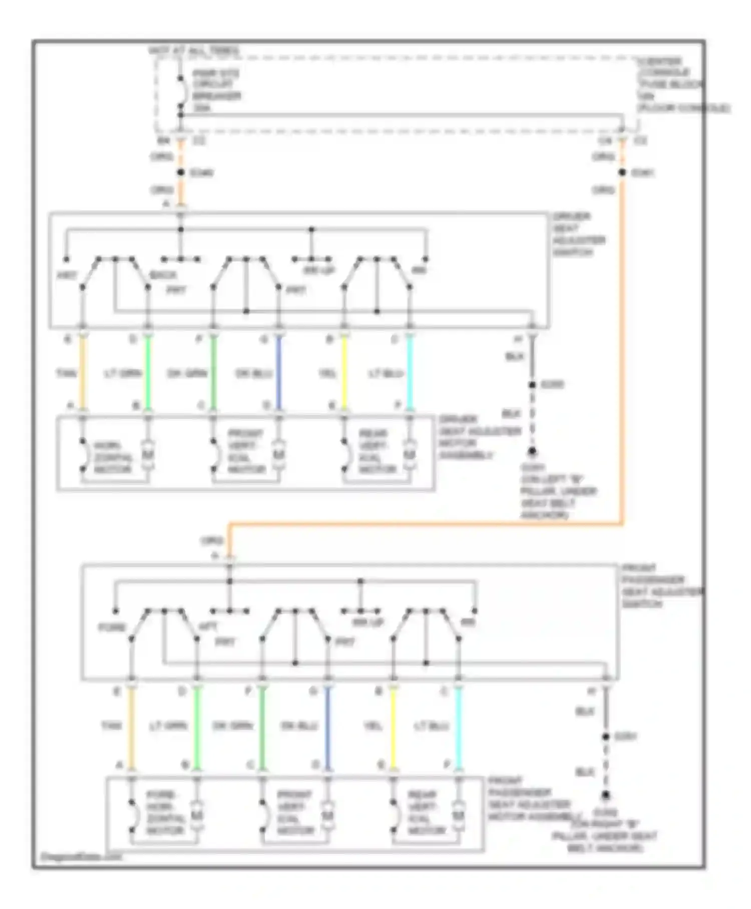 Rendezvous Buick I (2001-2007): 6-way power seat circuit