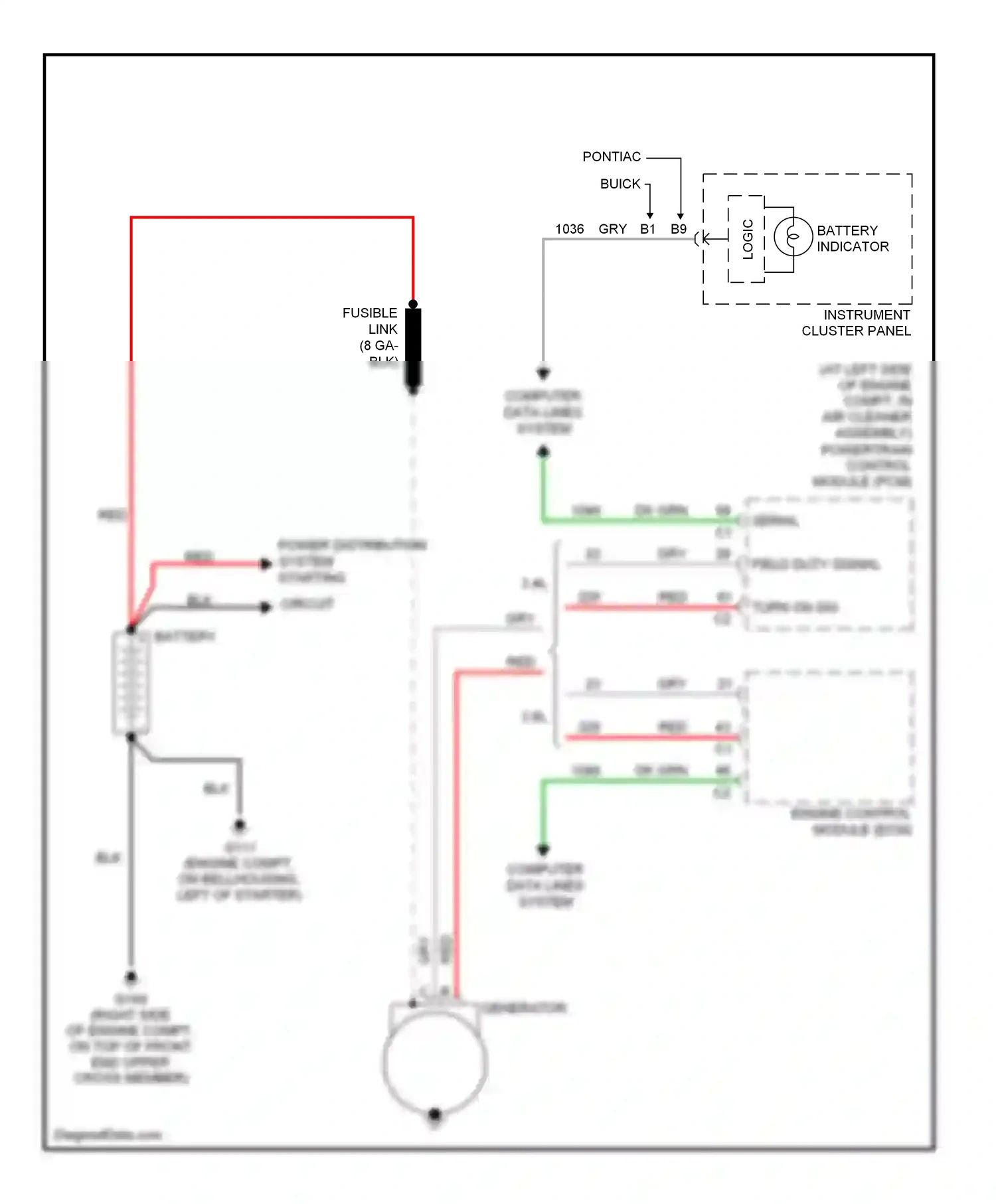 Buick Rendezvous I (2001-2007) generator wiring diagram  (1 of 2)