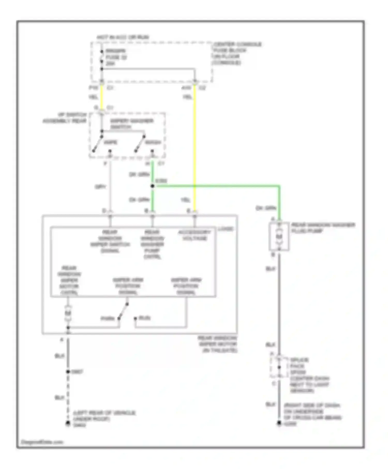 Wiring diagram hot in acc or run for Buick Rendezvous I (2001-2007) (3 of 3)