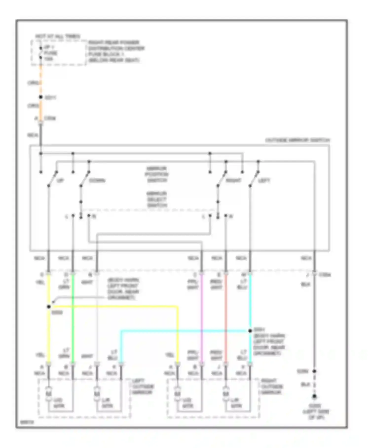 Riviera Buick VIII (1994-1999): Power mirrors circuit