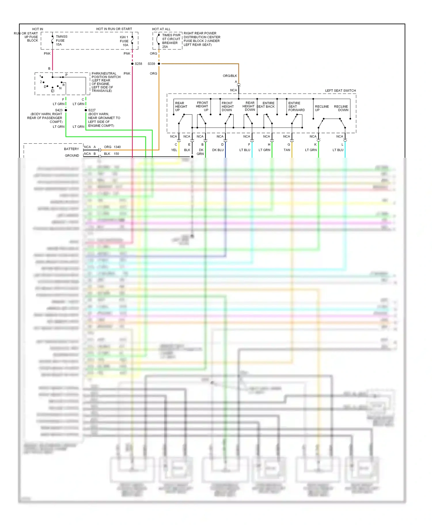 Buick Riviera VIII (1994-1999) left mirror down input ppl memory 2 input wiring diagram  (1 of 1)