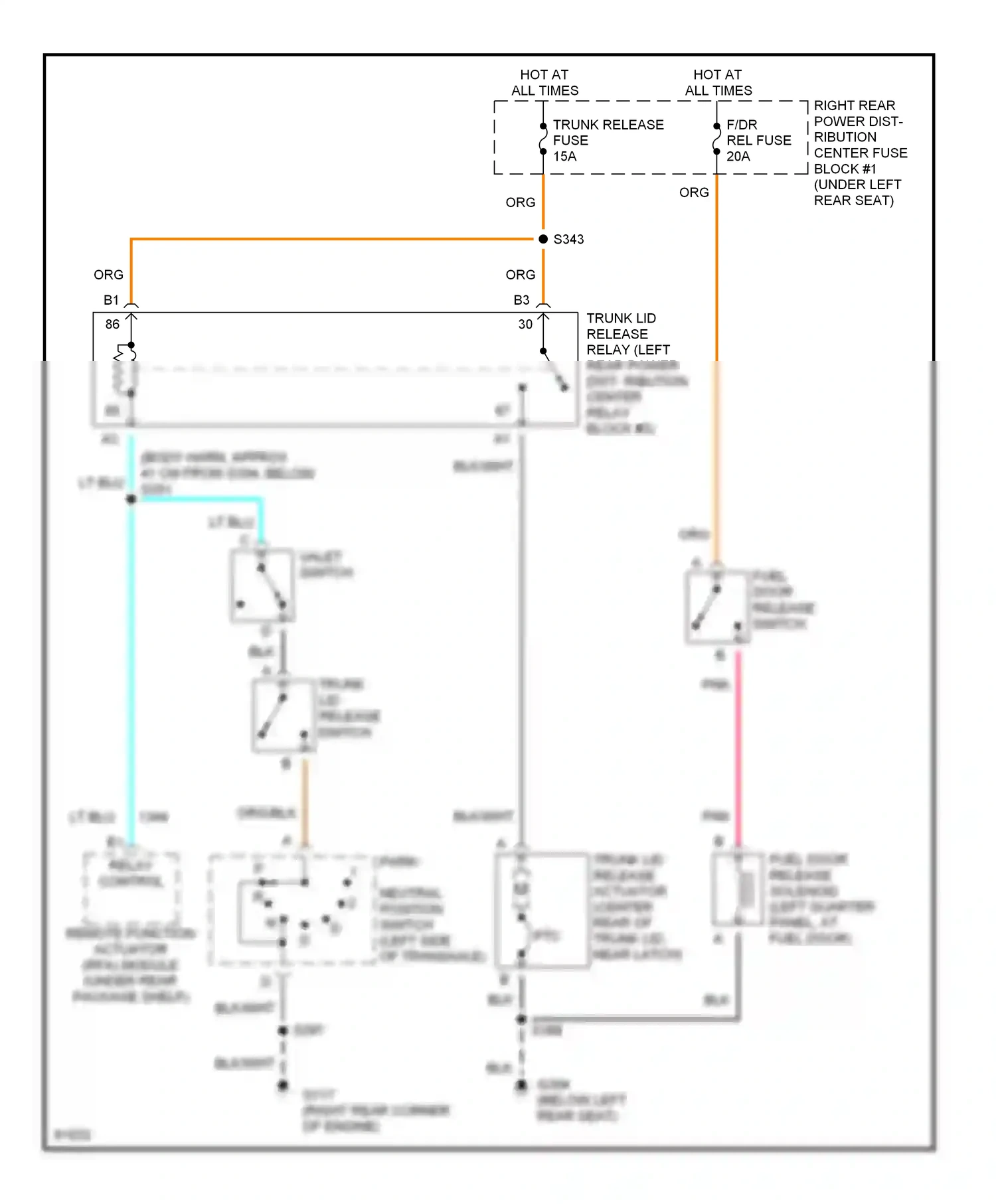 Buick Riviera VIII (1994-1999) remote function actuator (rfa) module (under rear package shelf) wiring diagram  (2 of 2)