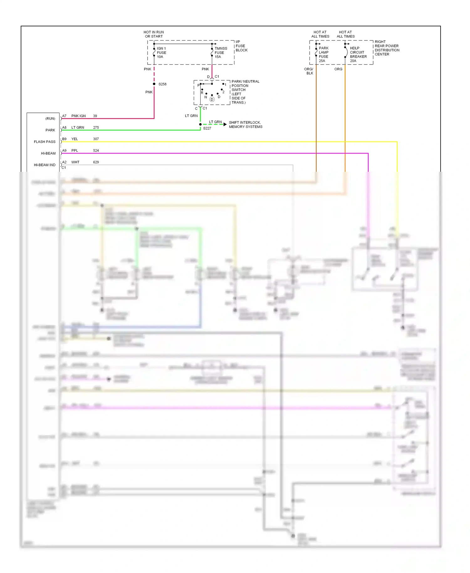 Buick Riviera VIII (1994-1999) shift interlock, memory systems wiring diagram  (1 of 1)