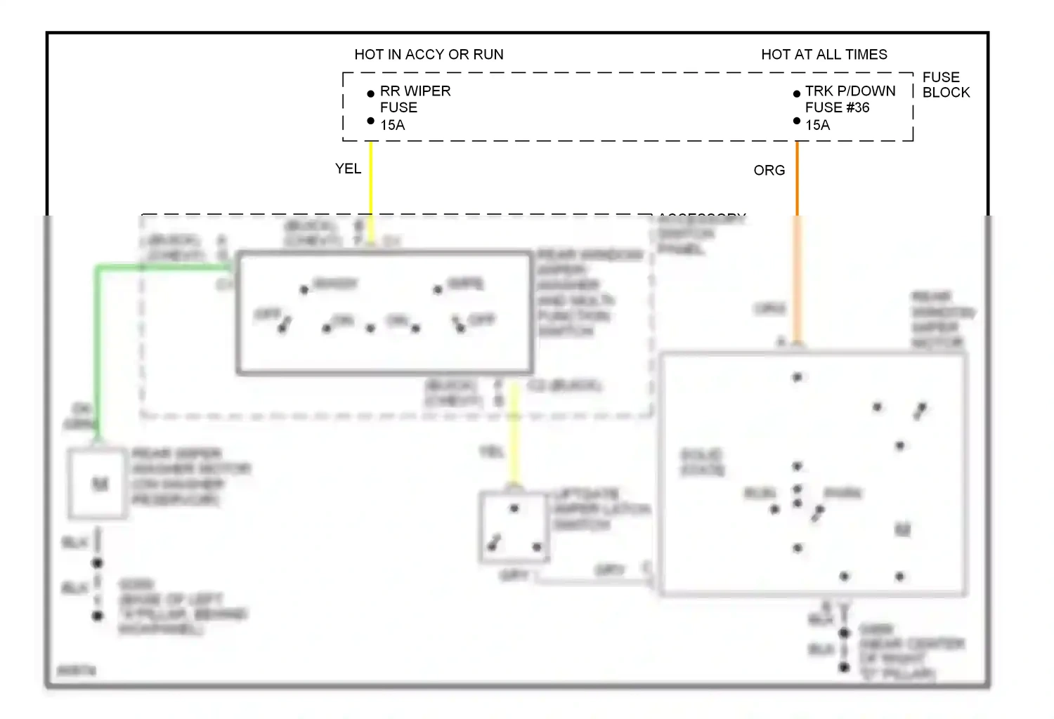 Buick Roadmaster VIII (1991-1996) accessory switch panel wiring diagram  (1 of 2)