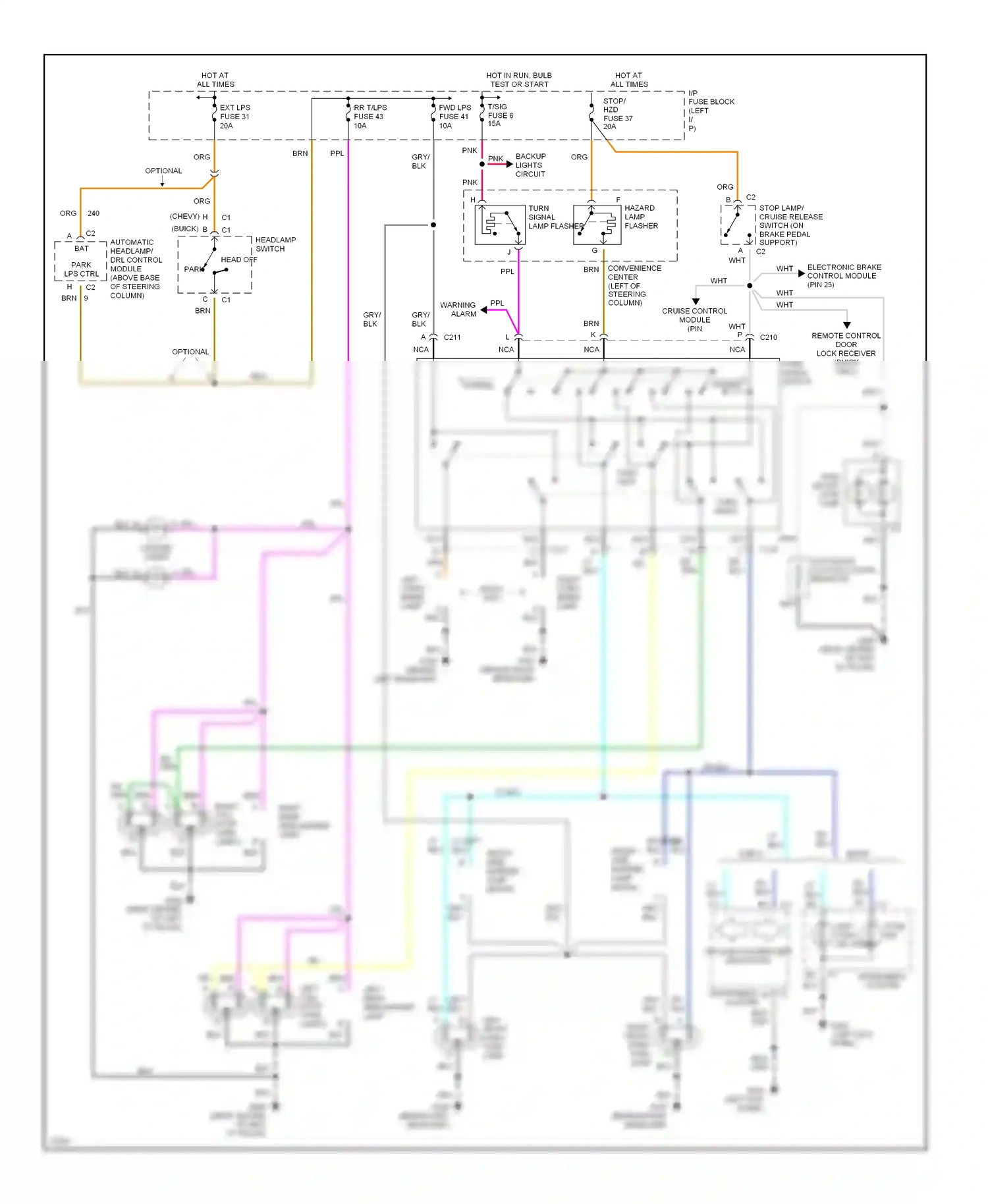 Buick Roadmaster VIII (1991-1996) (left kick panel) wiring diagram  (2 of 8)