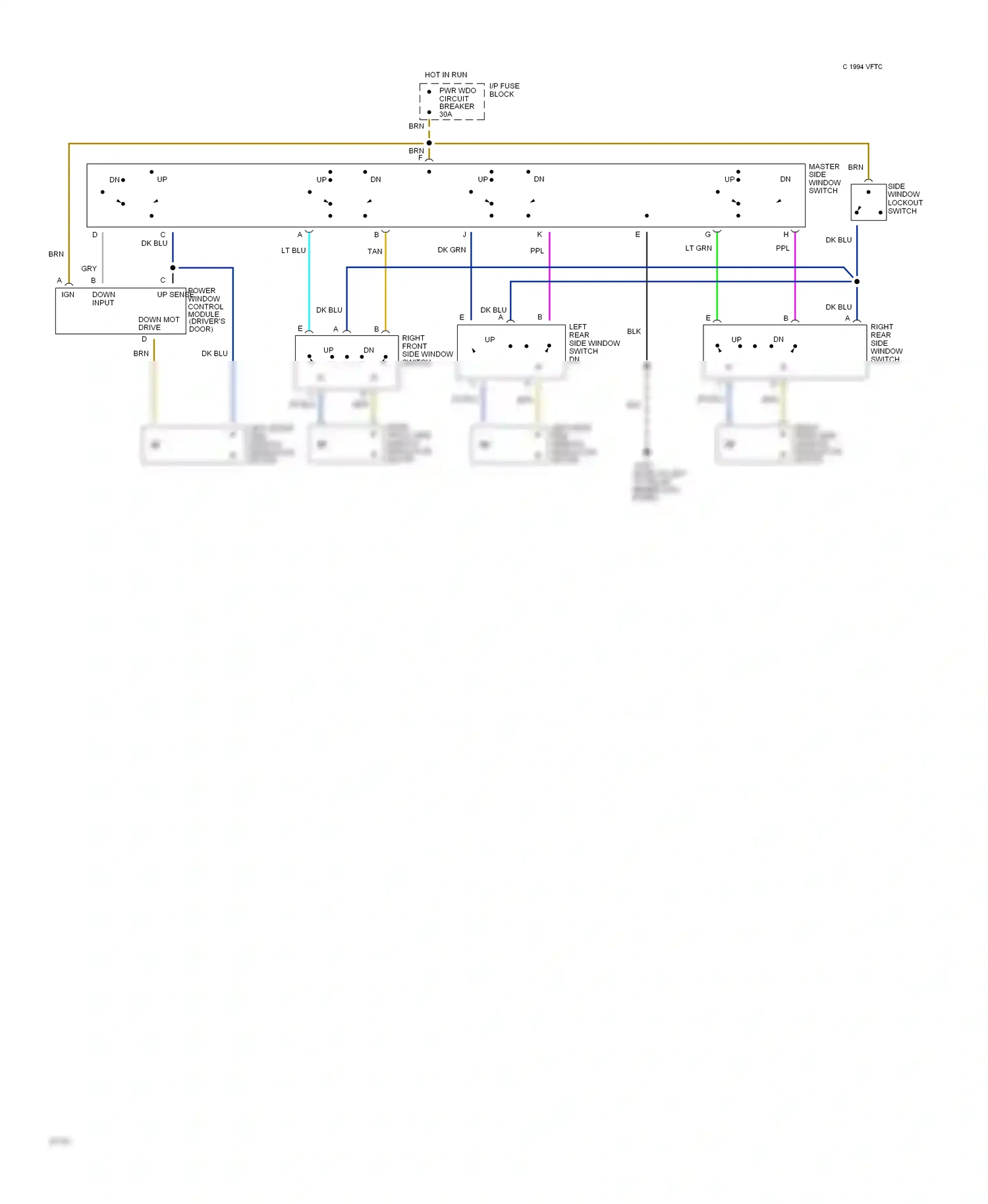 Buick Roadmaster VIII (1991-1996) master side window switch dn wiring diagram  (1 of 1)