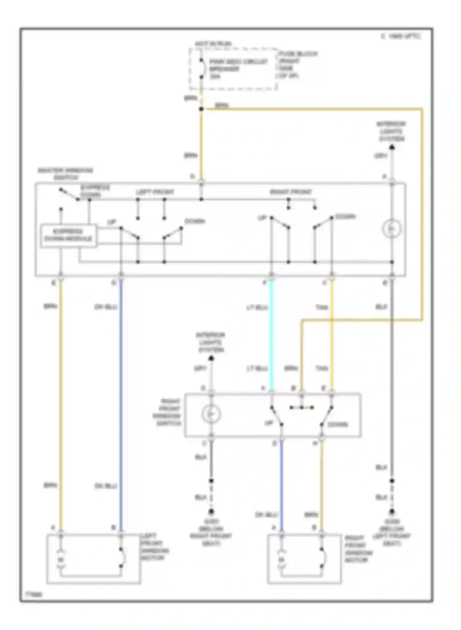 Skylark Buick VII (1992-1998): Power window circuit, 2 door