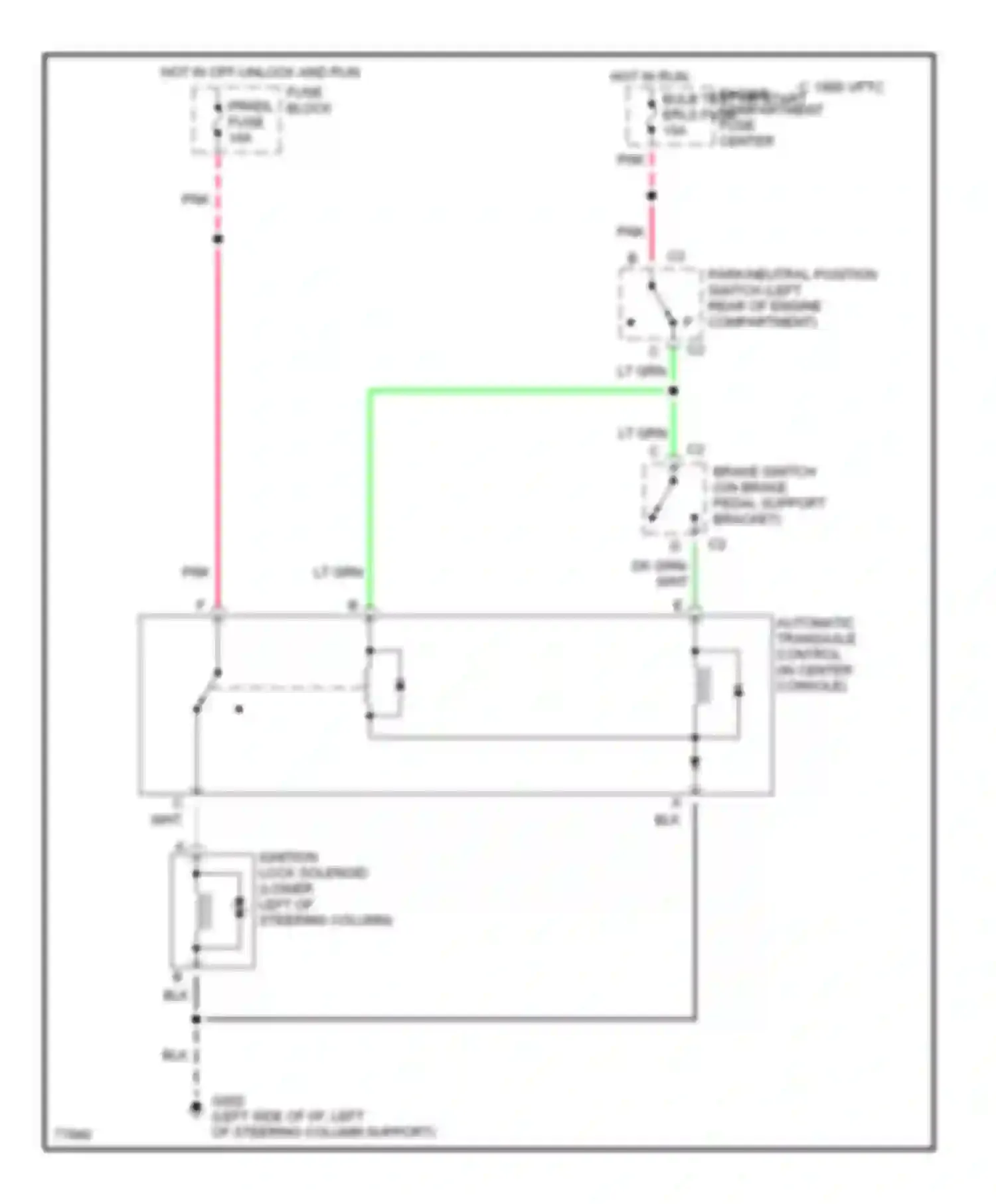 Skylark Buick VII (1992-1998): Shift interlock circuit, with console