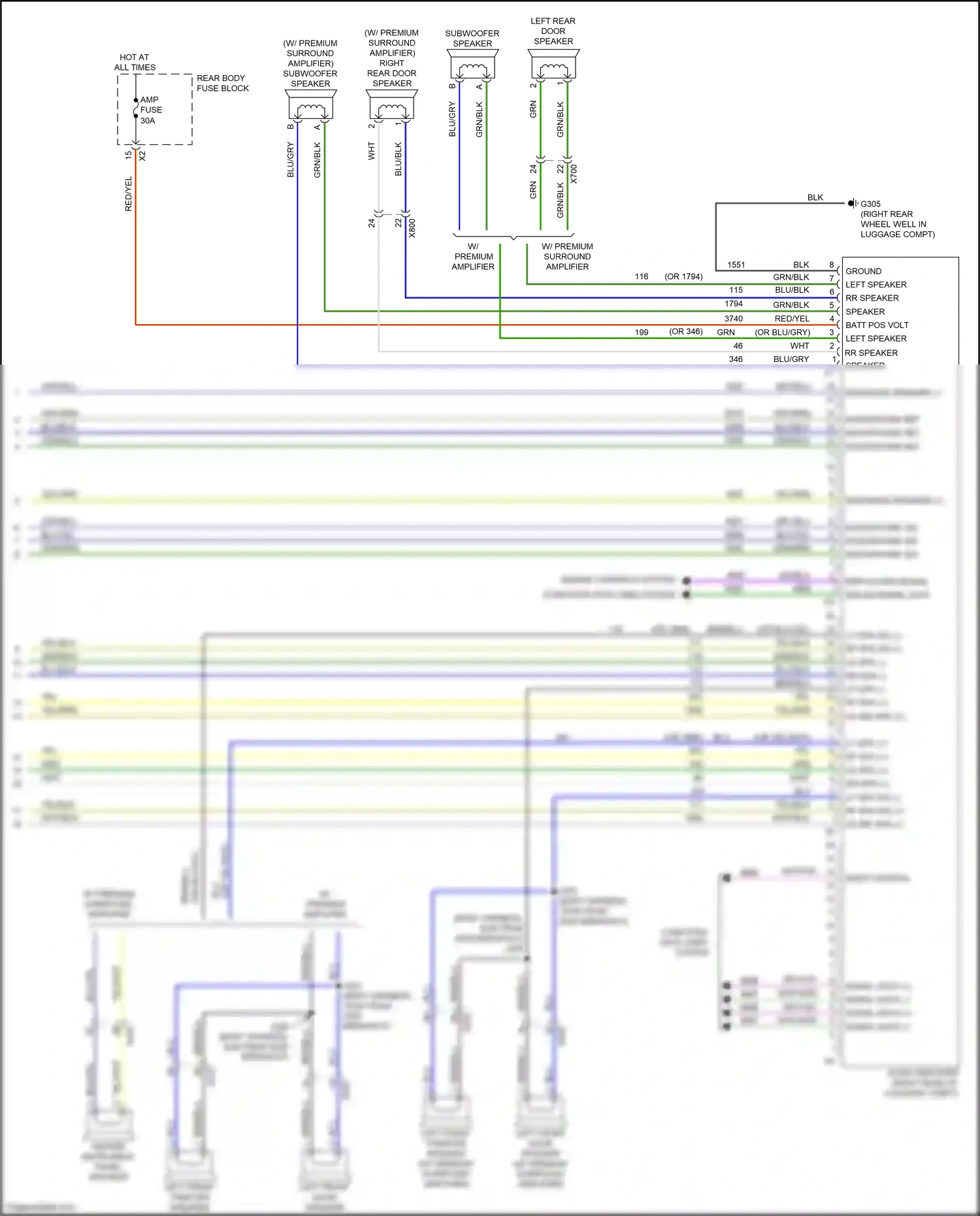 Cadillac ATS I (2012-2014) left front door speaker wiring diagram  (4 of 8)