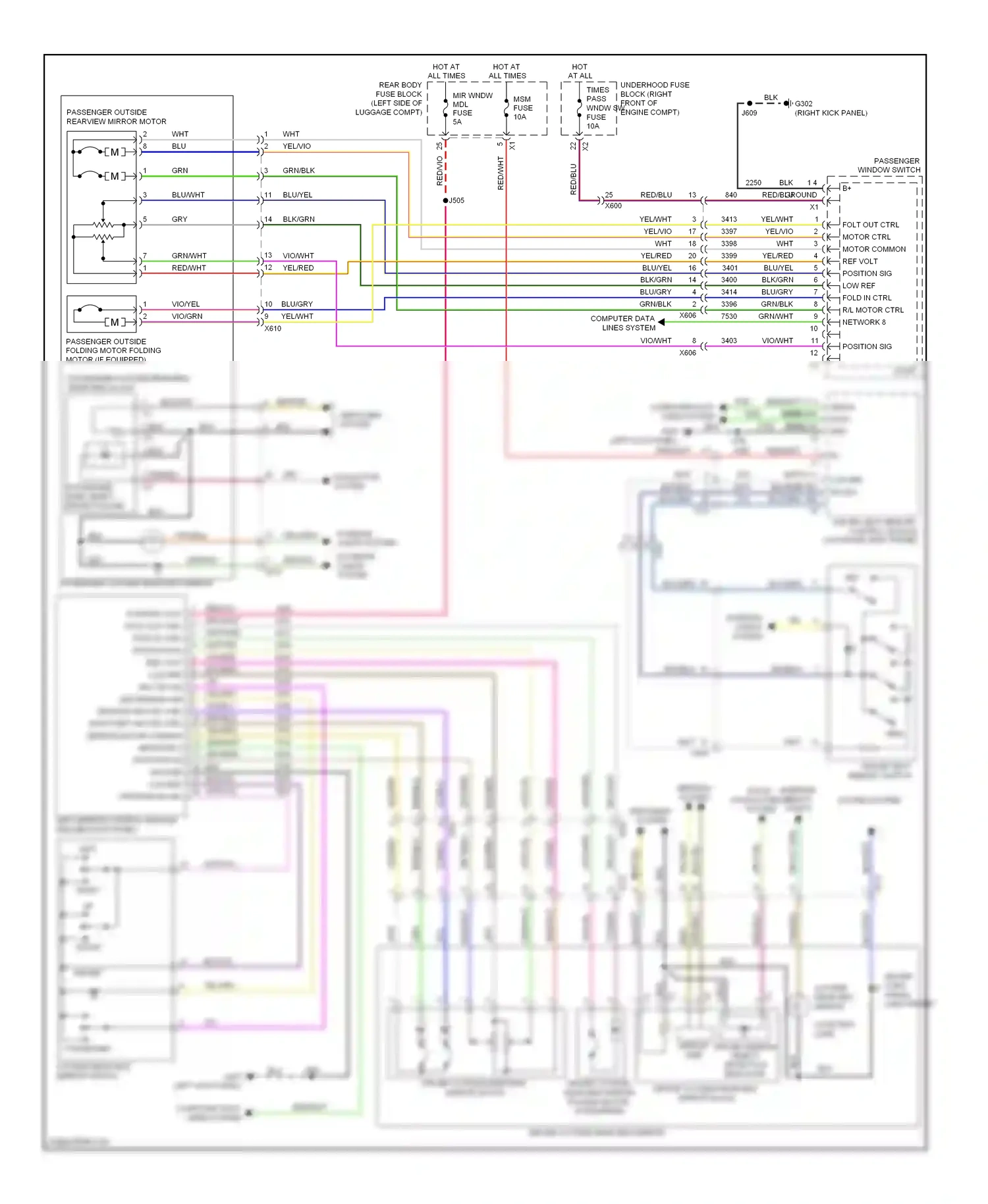 Cadillac ATS I (2012-2014) left mirror control module (driver door panel) wiring diagram  (2 of 2)