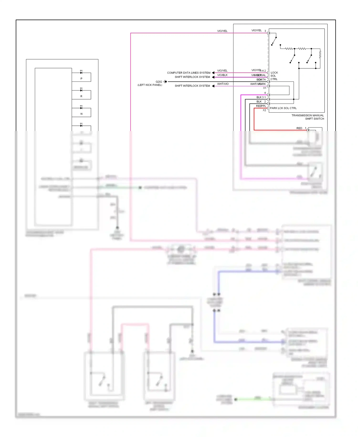 Cadillac ATS I (2012-2014) left transmission manual shift switch wiring diagram  (1 of 1)