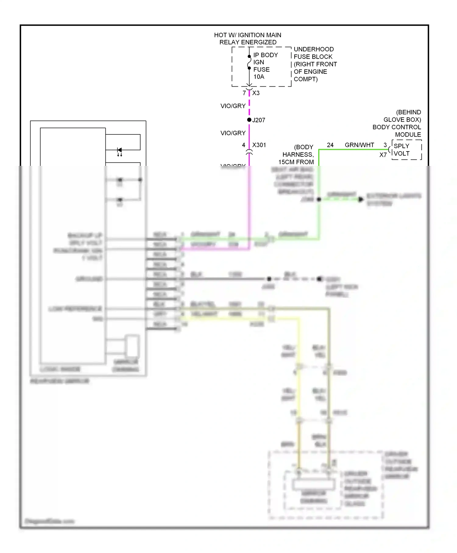 Cadillac ATS I (2012-2014) logic inside rearview mirror wiring diagram  (1 of 1)