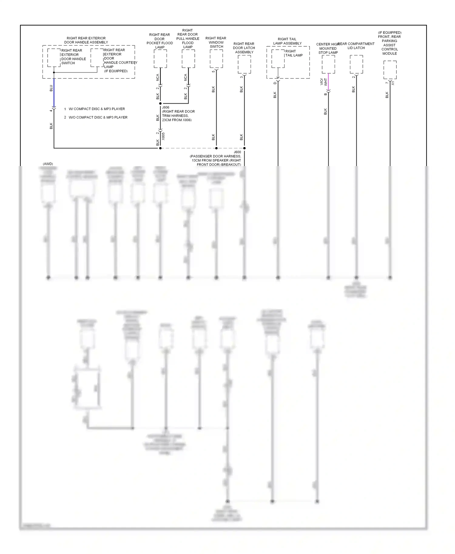 Cadillac ATS I (2012-2014) right rear window switch wiring diagram  (4 of 11)
