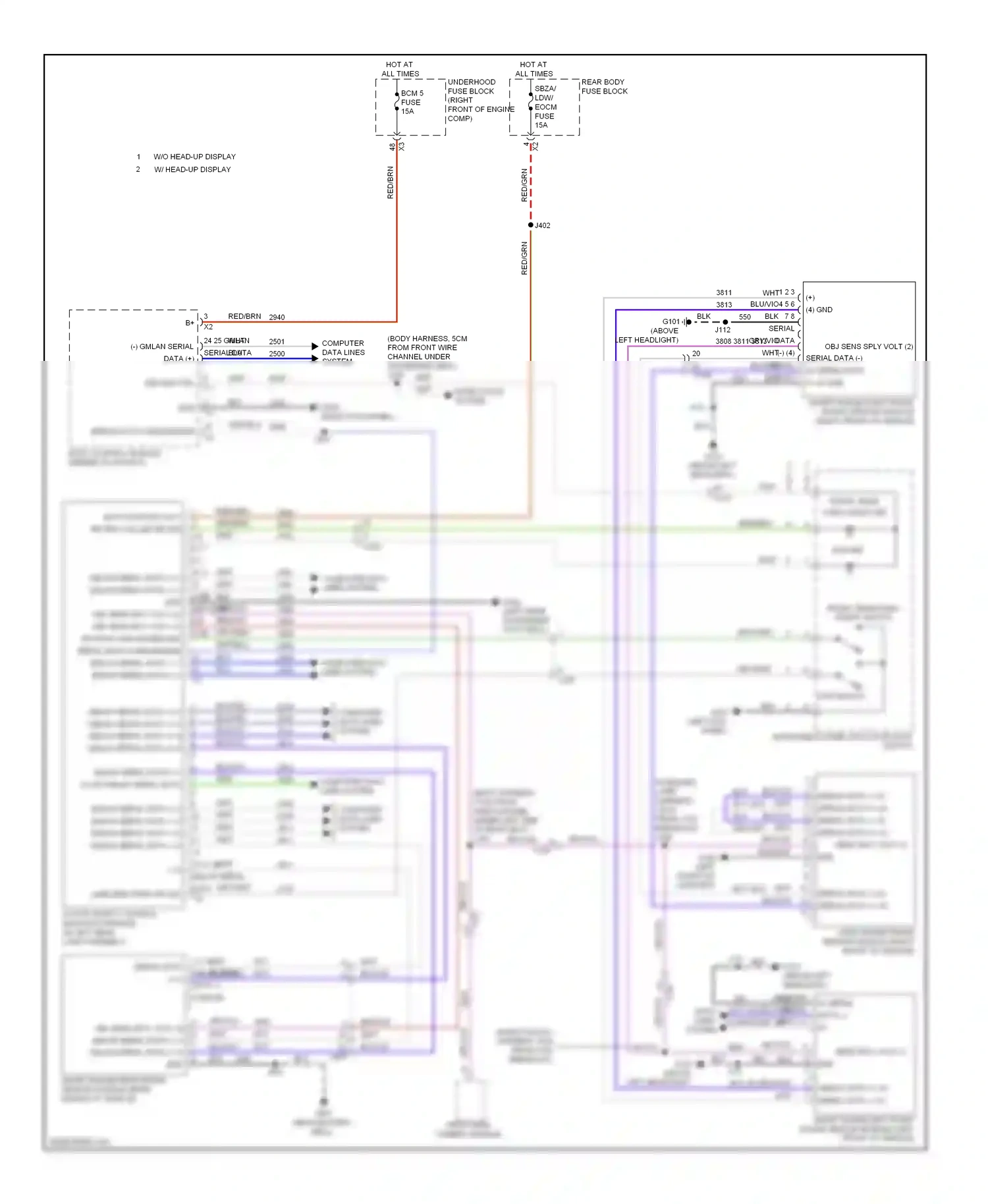 Cadillac ATS I (2012-2014) short range right front radar sensor module (right front of vehicle) wiring diagram  (1 of 1)