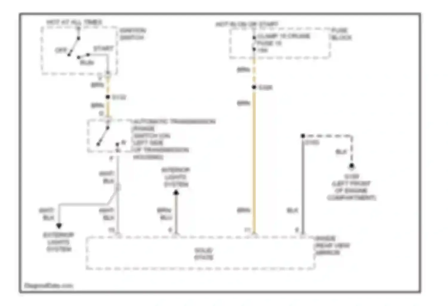 Catera Cadillac I (1996-2001): Electrochromic mirror circuit