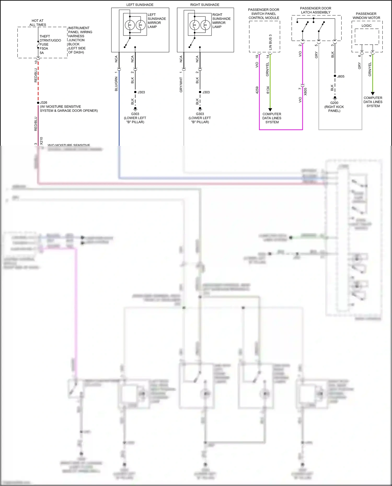 Cadillac CT4-V I (2019-2024) dome light on/off switch wiring diagram  (1 of 1)