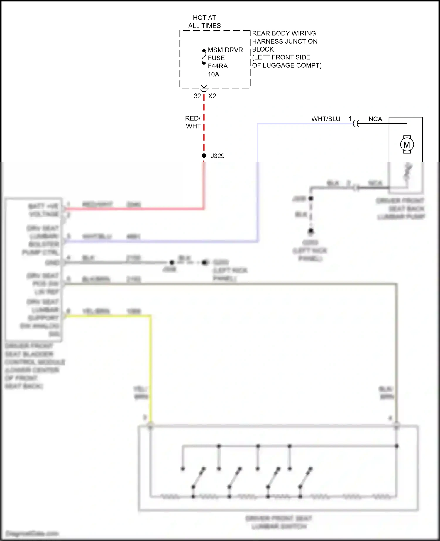 Cadillac CT4-V I (2019-2024) driver front seat bladder control module wiring diagram  (1 of 2)