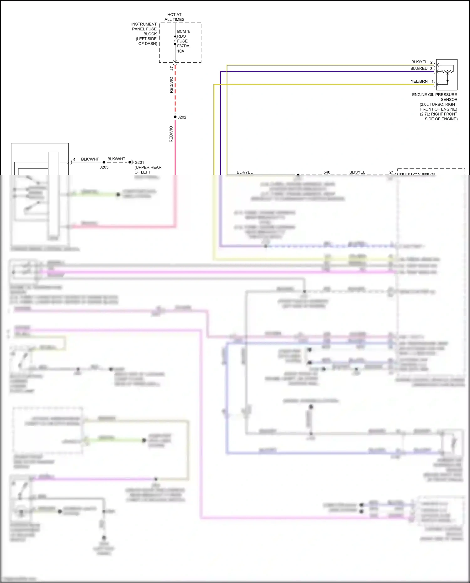 Cadillac CT4-V I (2019-2024) engine oil temperature sensor wiring diagram  (1 of 3)