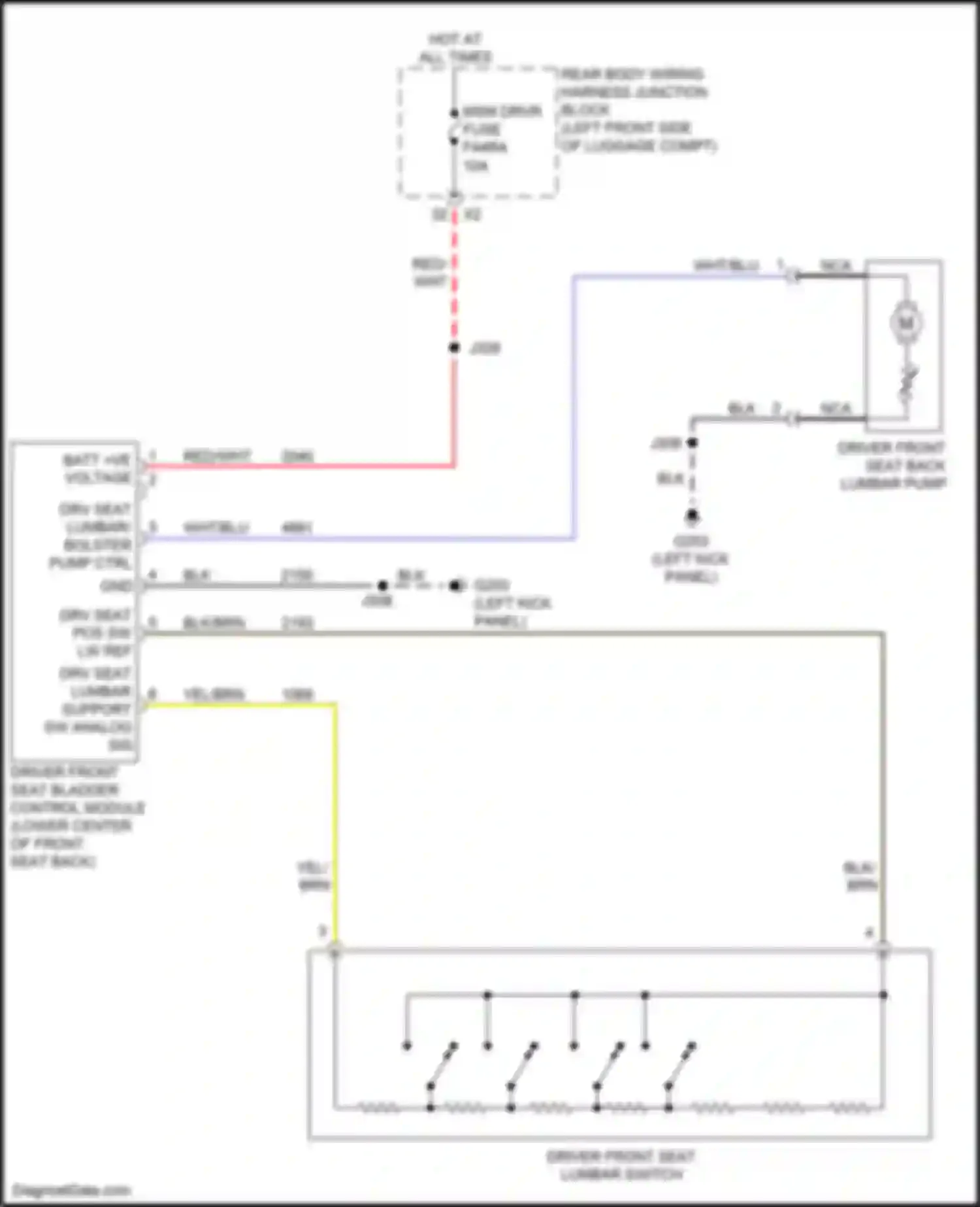 Wiring diagram driver front seat bladder control module for Cadillac CT4-V I (2019-2024)