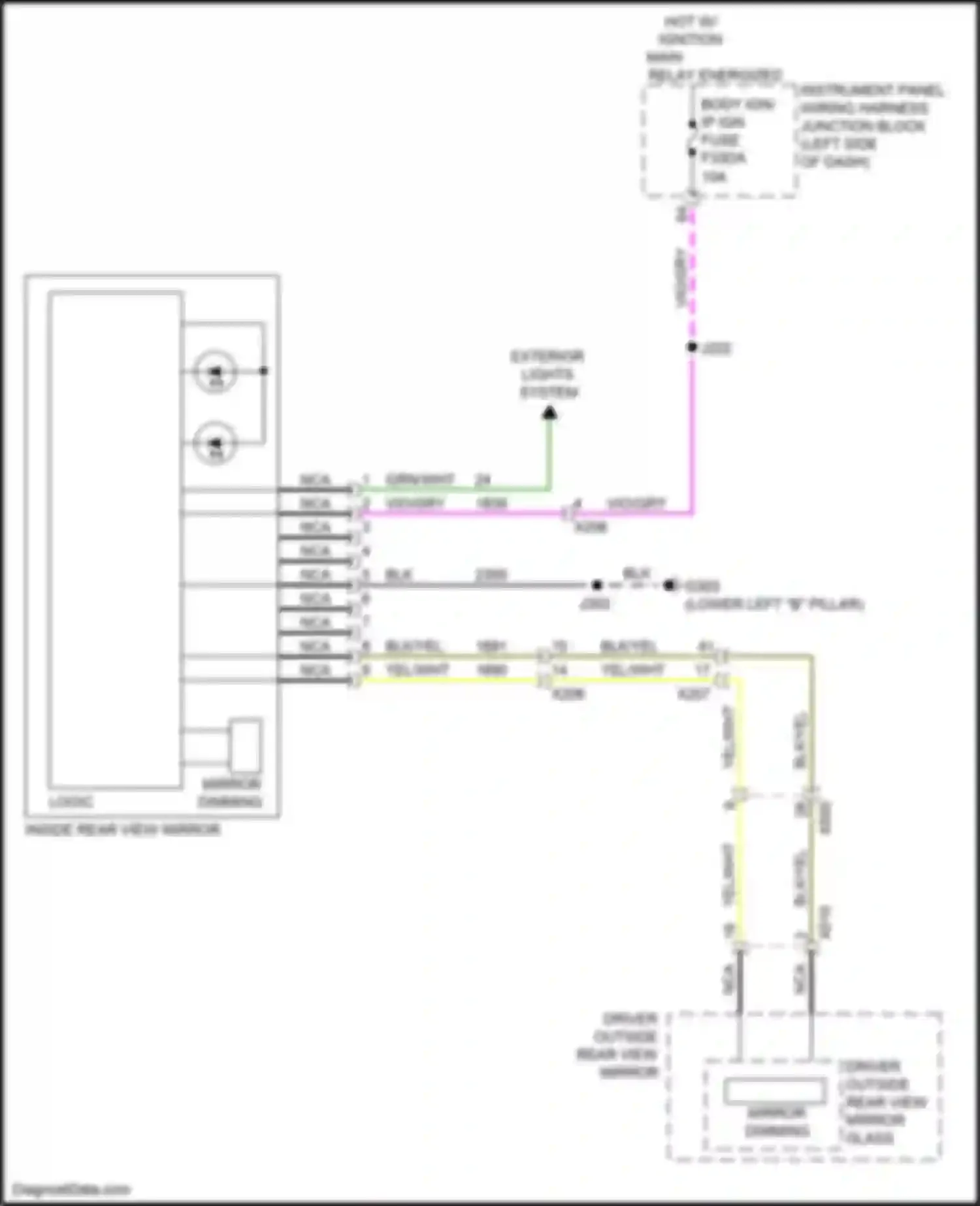 Wiring diagram inside rear view mirror for Cadillac CT4-V I (2019-2024)