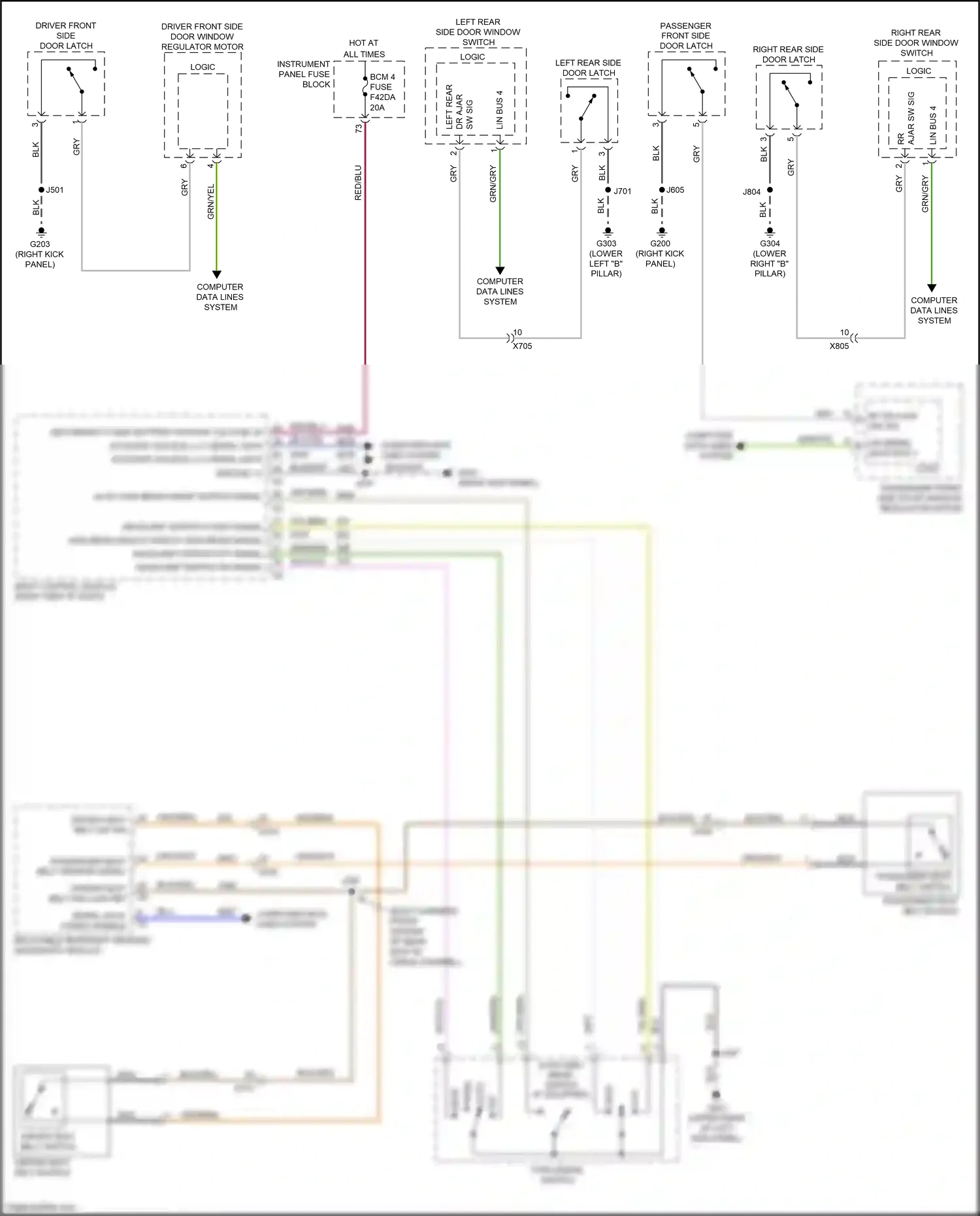 Cadillac CT4-V I (2019-2024) inflatable restraint sensing, diagnostic module wiring diagram  (1 of 1)