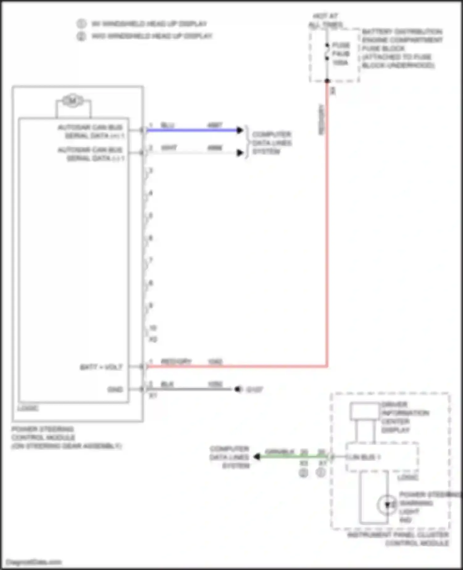 Wiring diagram power steering control module for Cadillac CT4-V I (2019-2024)