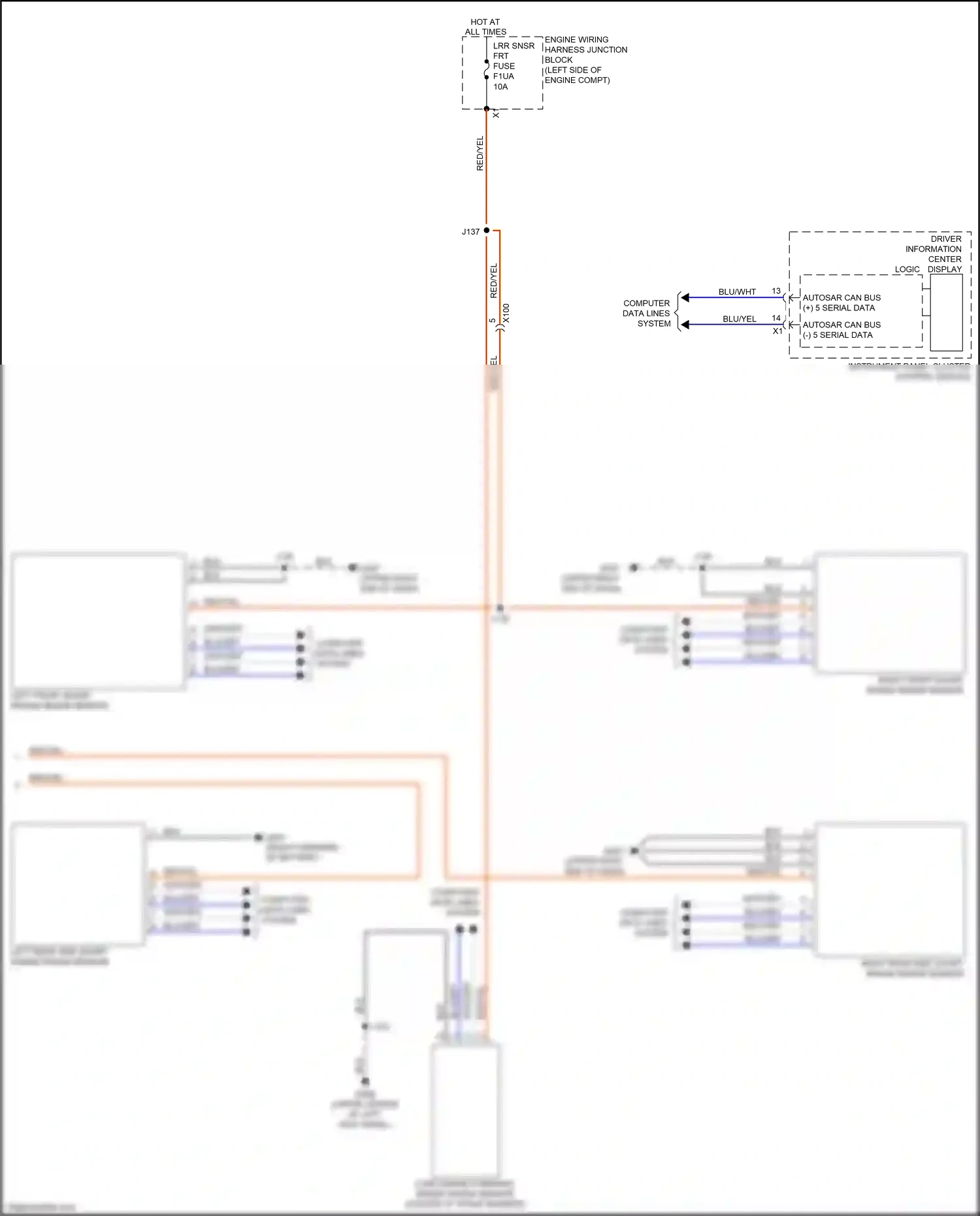 Cadillac CT4-V I (2019-2024) long range forward range radar sensor wiring diagram  (1 of 3)