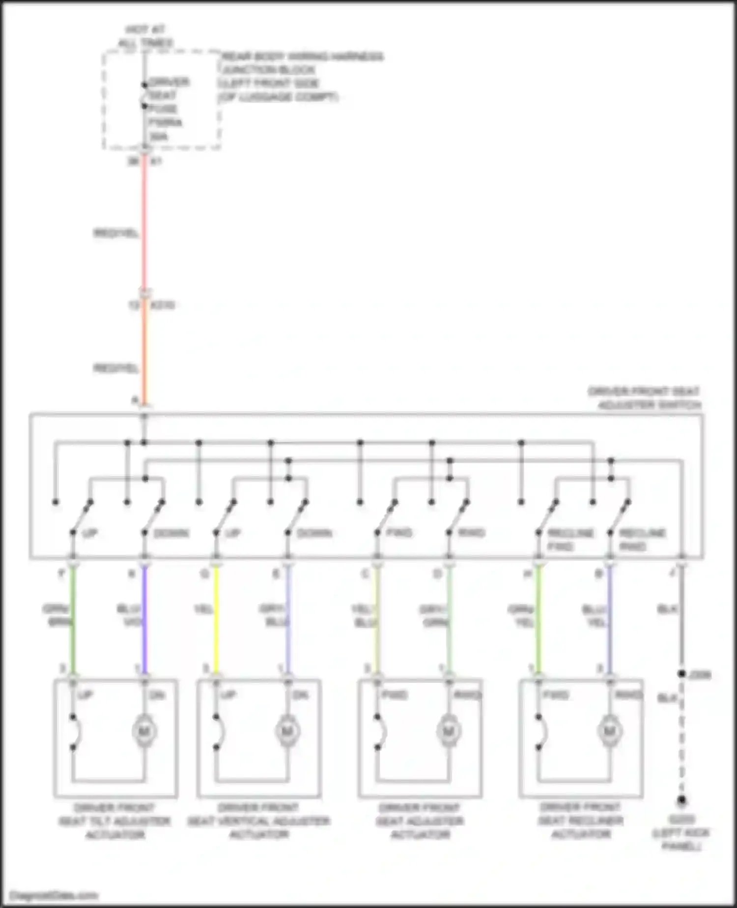 Wiring diagram recline fwd for Cadillac CT4-V I (2019-2024) (1 of 2)