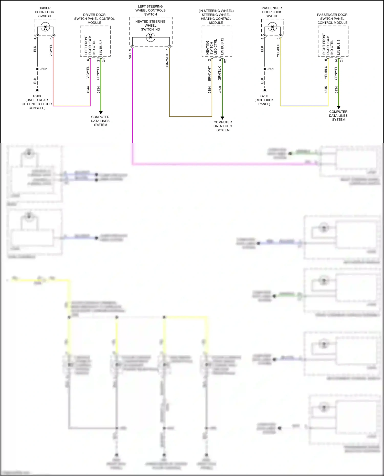 Cadillac CT4 I (2019-2024) driver door switch panel control module wiring diagram  (1 of 1)